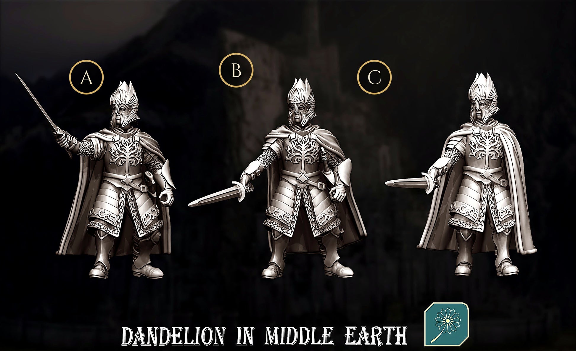 Miniatura Guardia de la Ciudadela de Minas Tirith (Lancero y Espadachín) Gondor resina 32mm - Drakholm