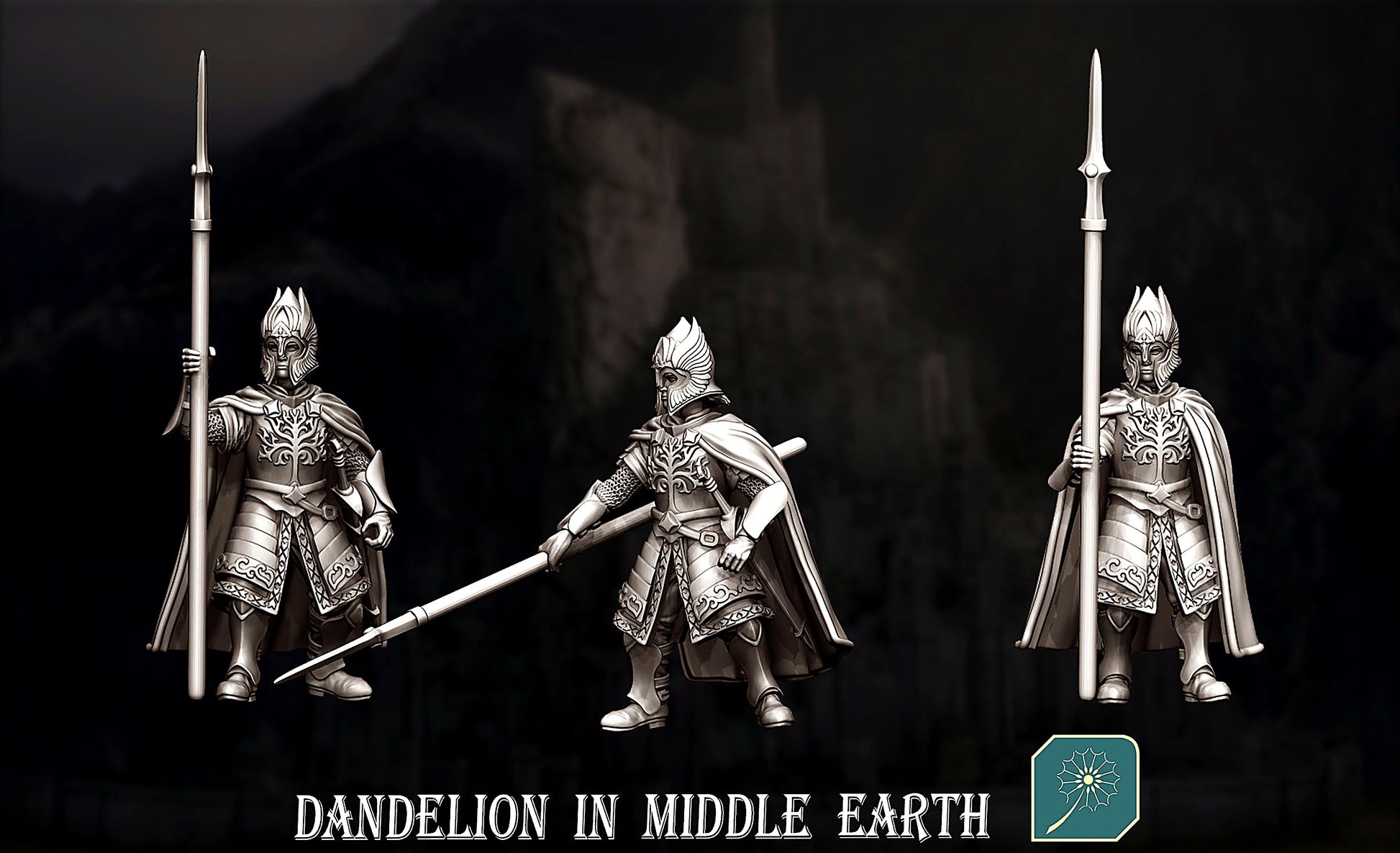 Miniatura Guardia de la Ciudadela de Minas Tirith (Lancero y Espadachín) Gondor resina 32mm - Drakholm