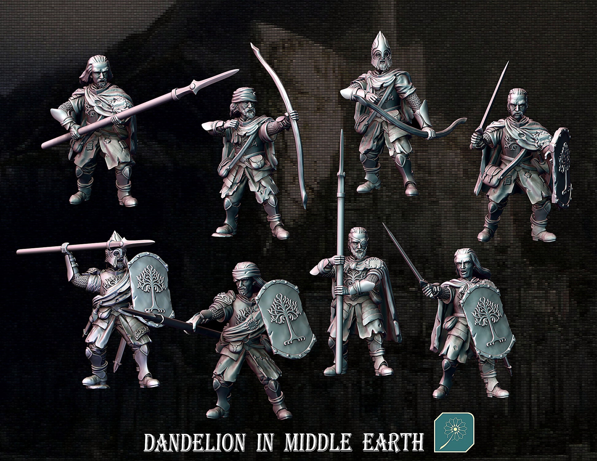 Miniatura Veteranos de Guerra de Minas Tirith Gondor resina 32mm - Drakholm