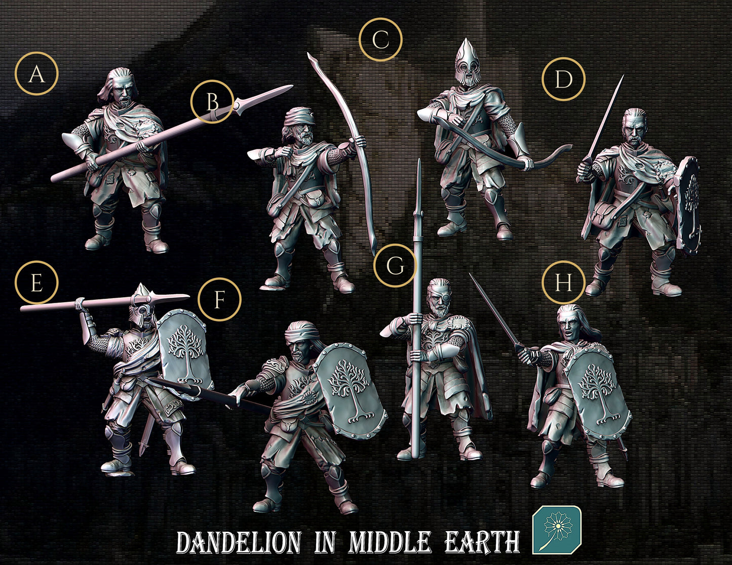 Miniatura Veteranos de Guerra de Minas Tirith Gondor resina 32mm - Drakholm