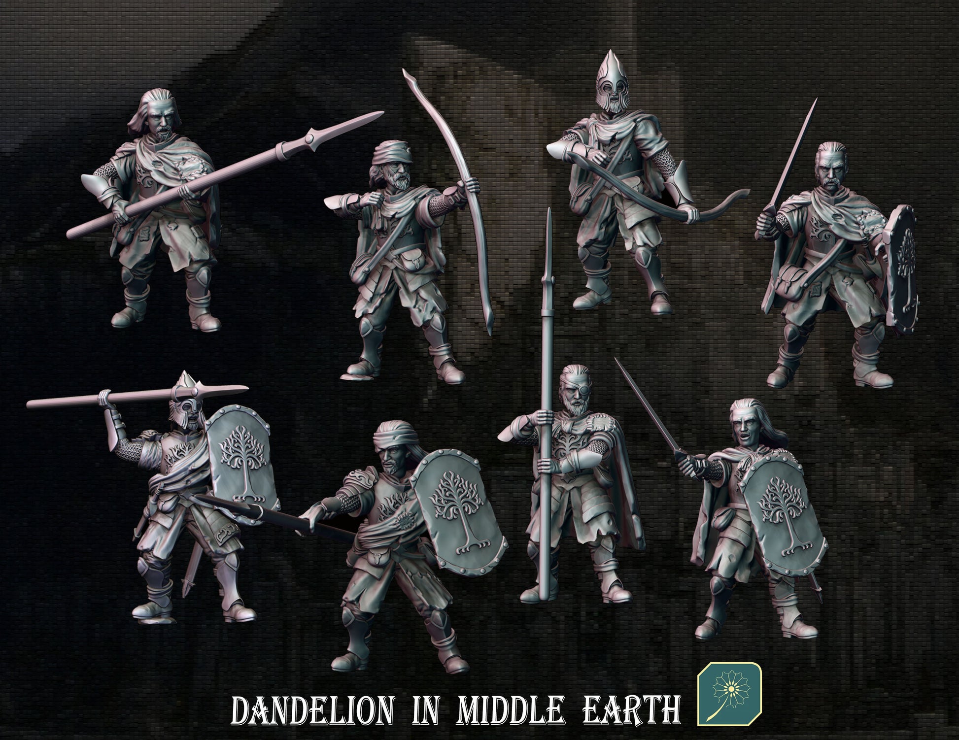 Miniatura Veteranos de Guerra de Minas Tirith Gondor resina 32mm - Drakholm