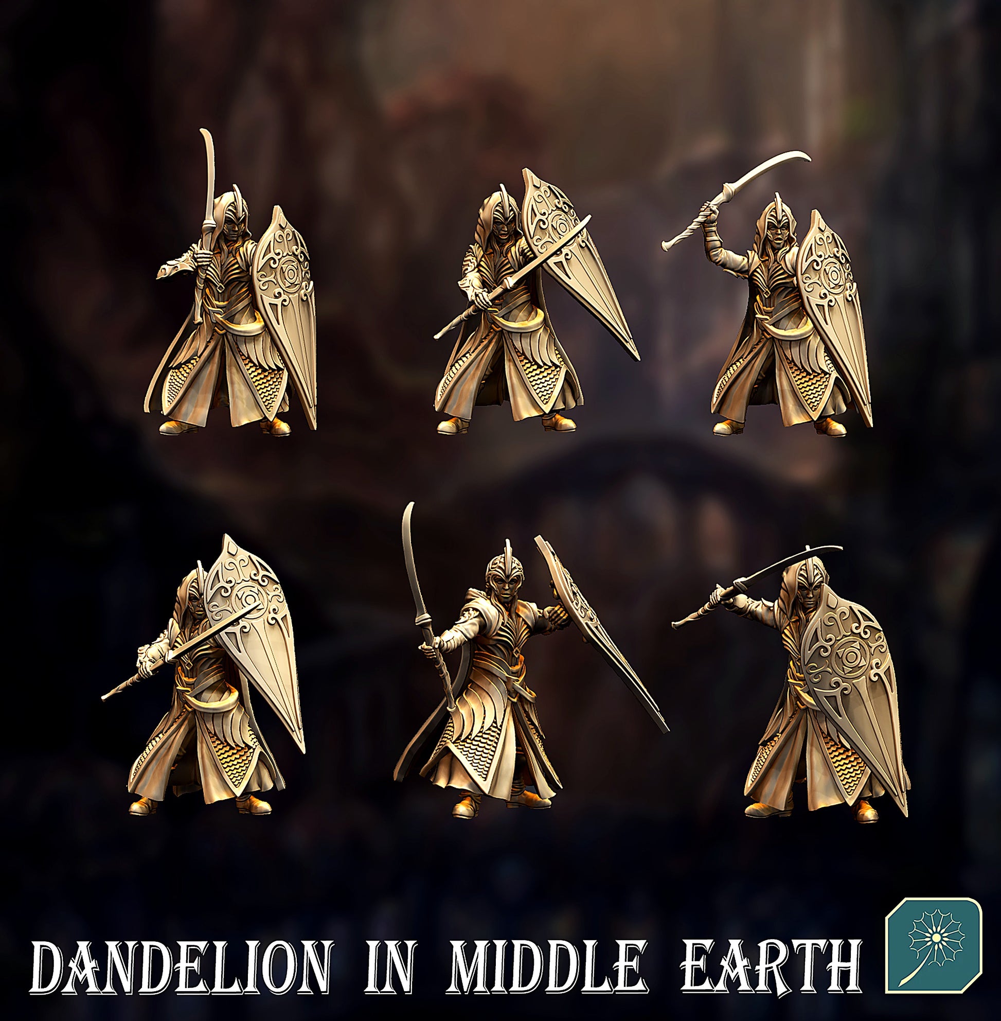 Miniatura Infante Elfo de Lothlórien (Guja con Escudo) Lothlórien resina 32mm - Drakholm