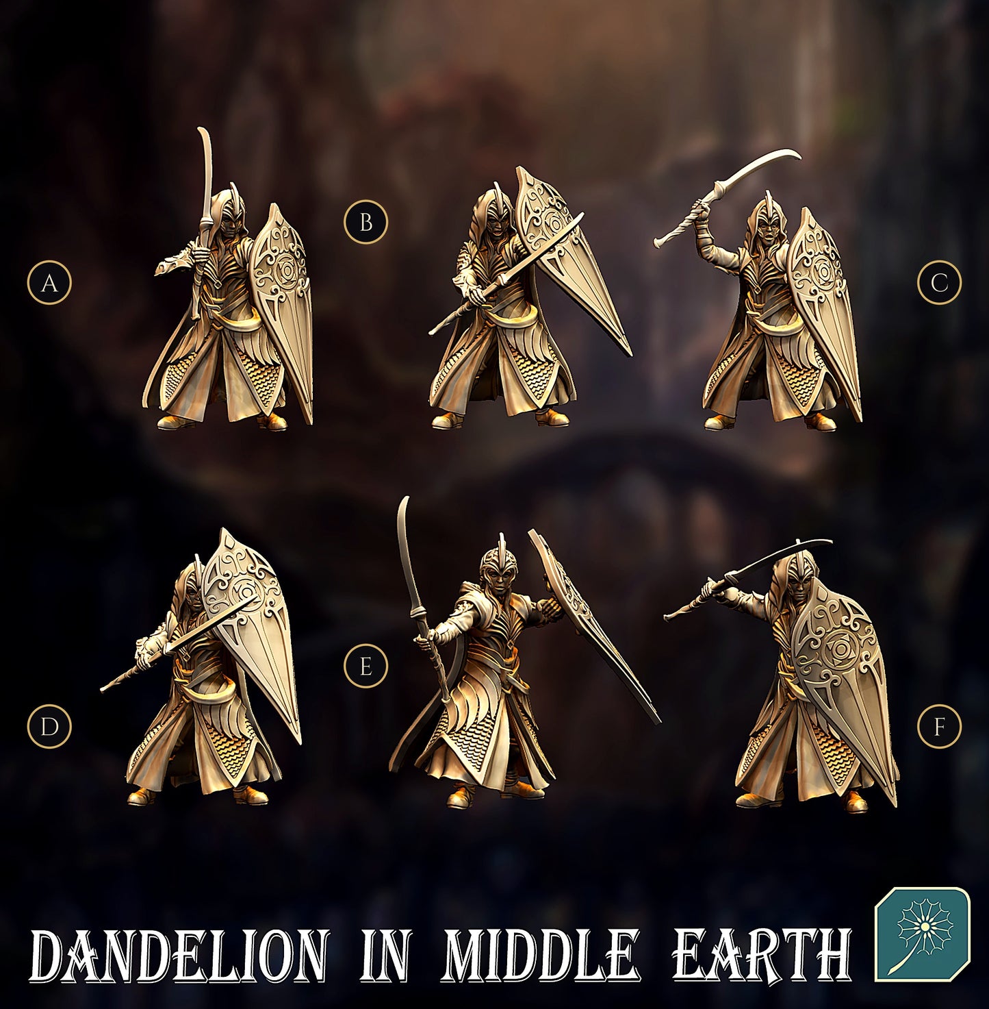 Miniatura Infante Elfo de Lothlórien (Guja con Escudo) Lothlórien resina 32mm - Drakholm
