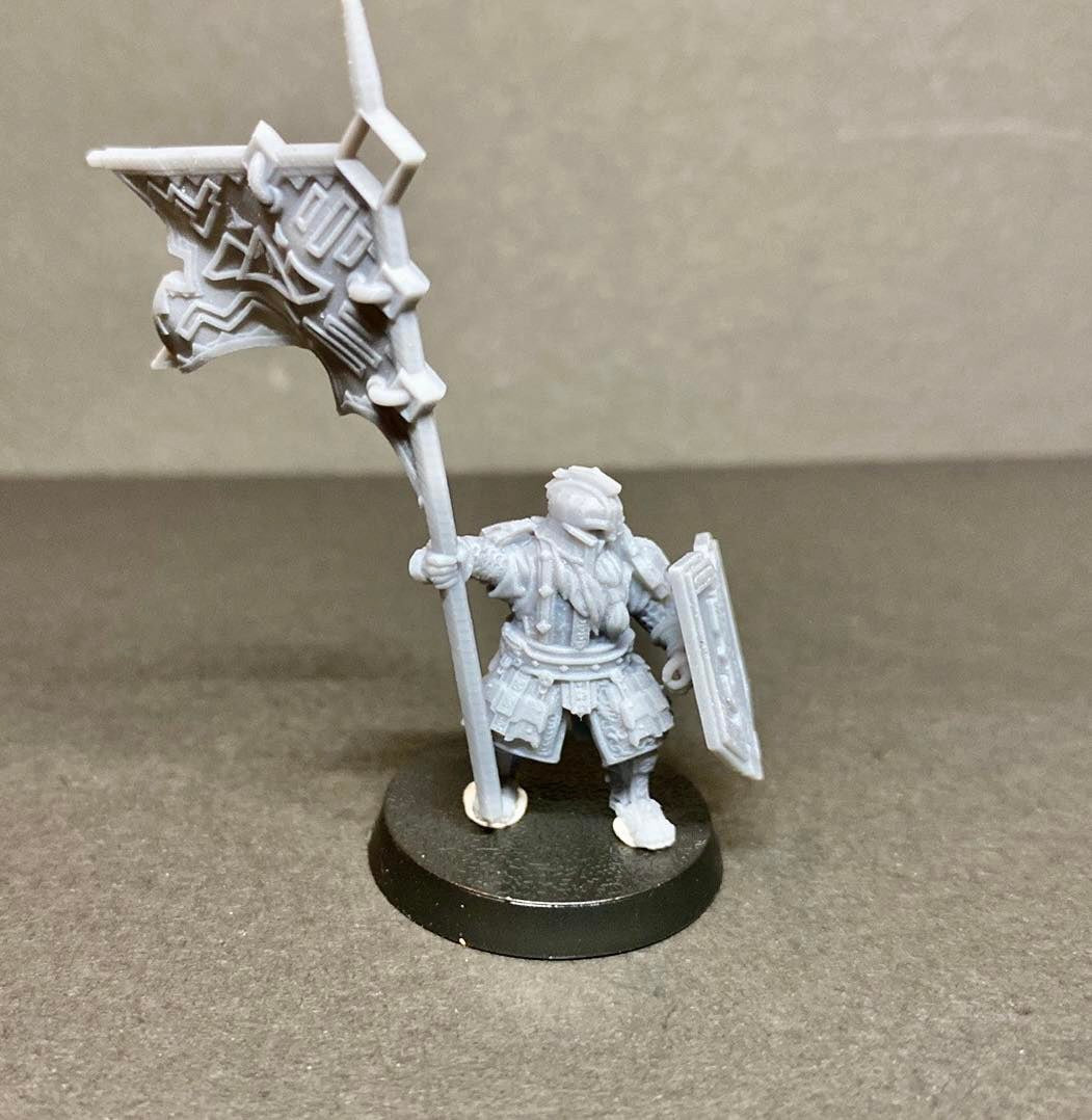Miniatura Portaestandarte Enano de las Colinas de Hierro Colinas de Hierro resina 32mm - Drakholm