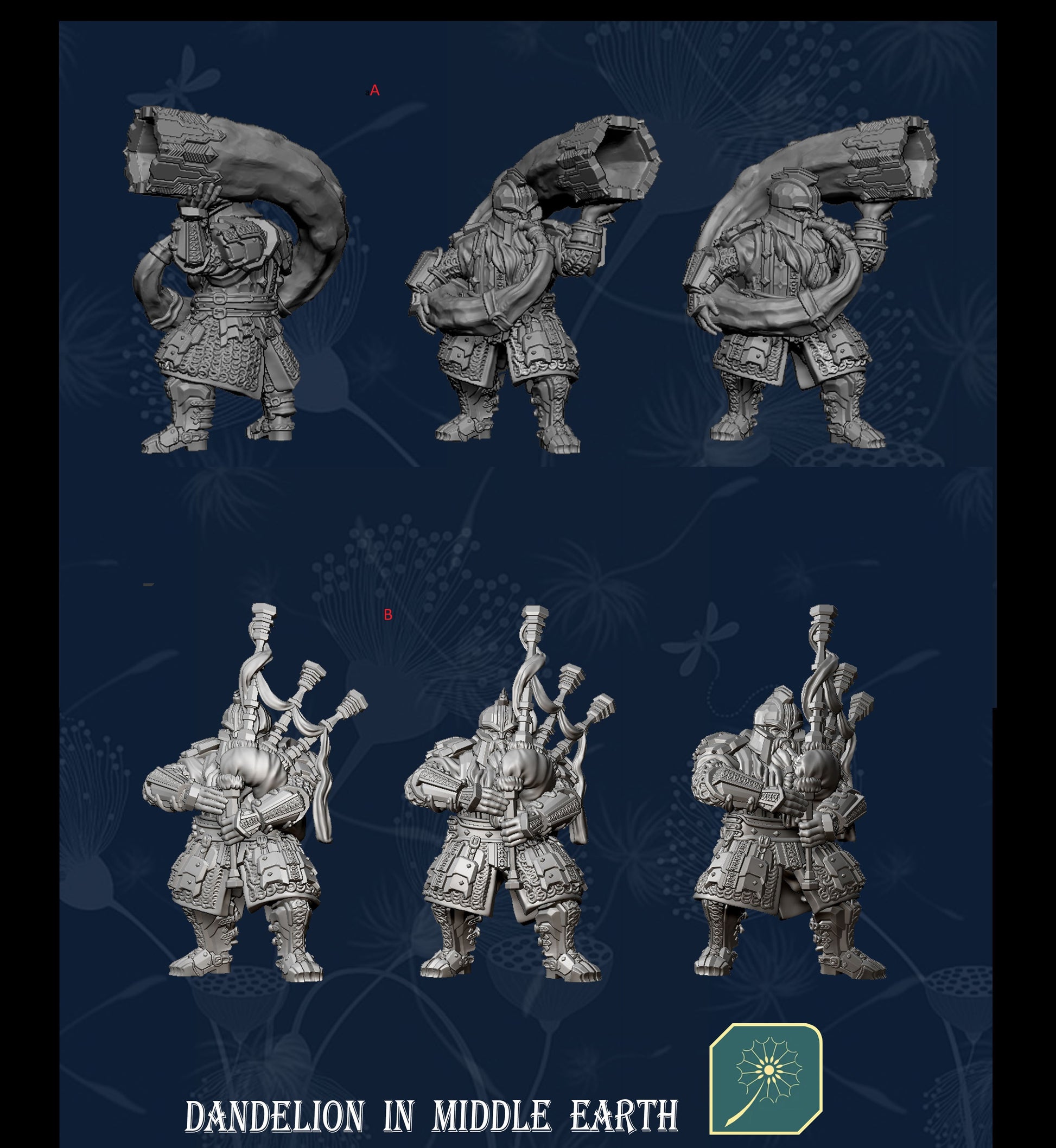Miniatura Banda de Guerra Bardos de las Colinas de Hierro Colinas de Hierro resina 32mm - Drakholm