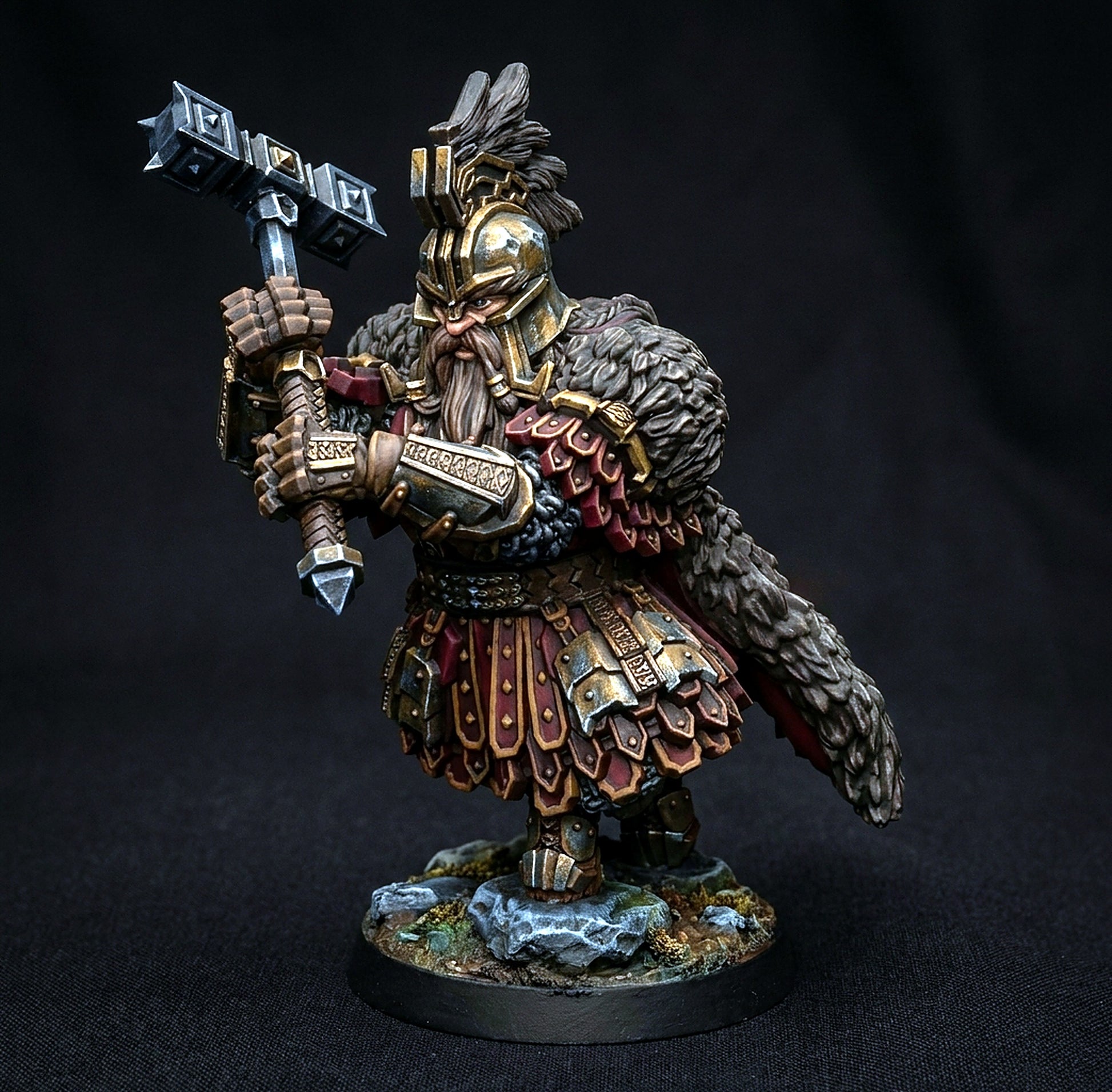 Miniatura Rey Enano de las Colinas de Hierro (Postura de Combate) Colinas de Hierro resina 32mm - Drakholm