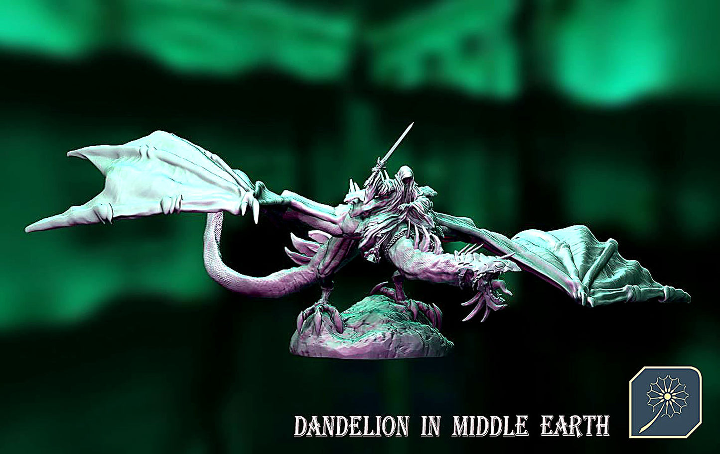 Miniatura Nazgûl sobre Bestia Alada (pose reptante) Nazgûl resina 32mm - Drakholm