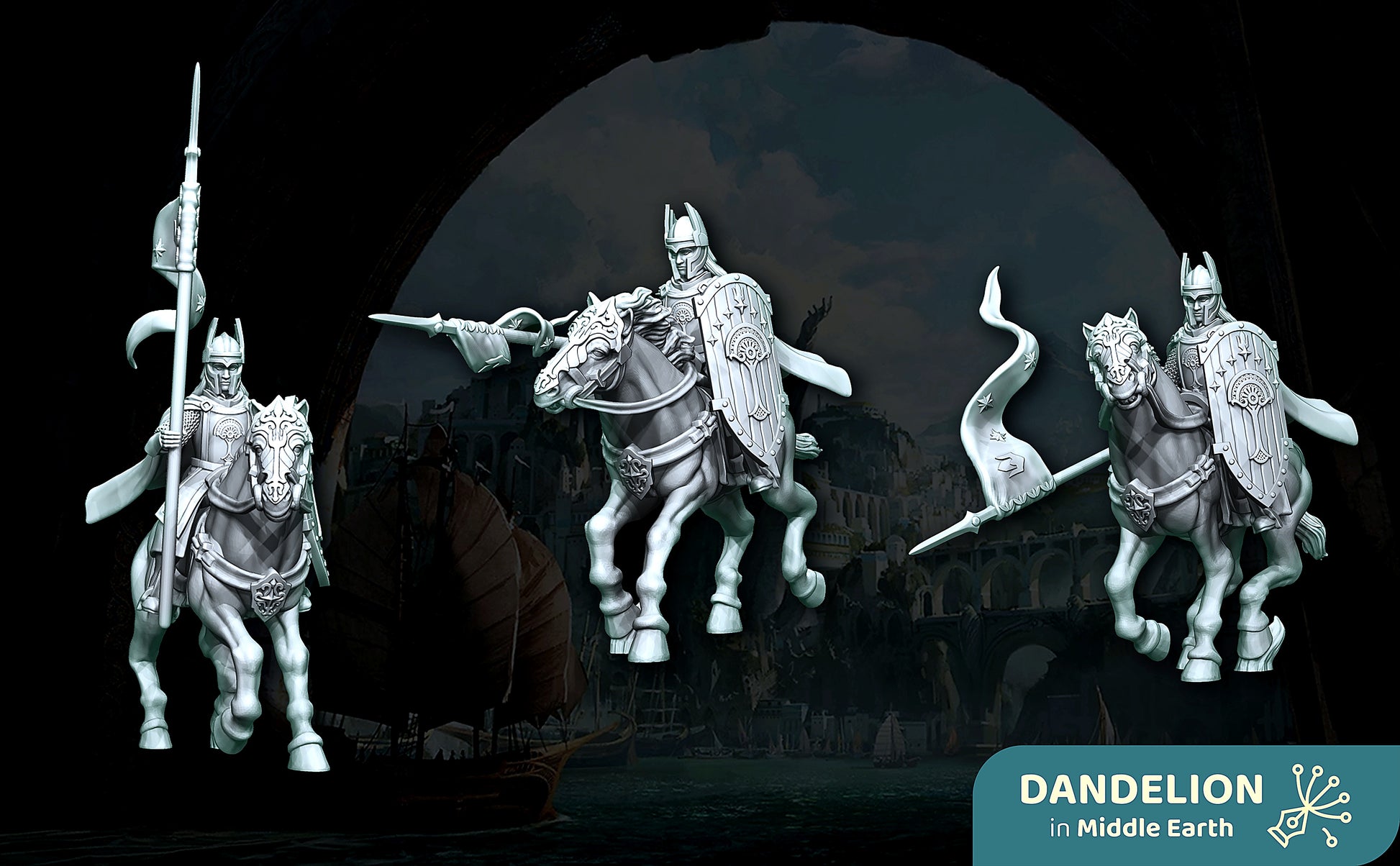 Miniatura Jinete Lancero de Númenor Númenor resina 32mm - Drakholm