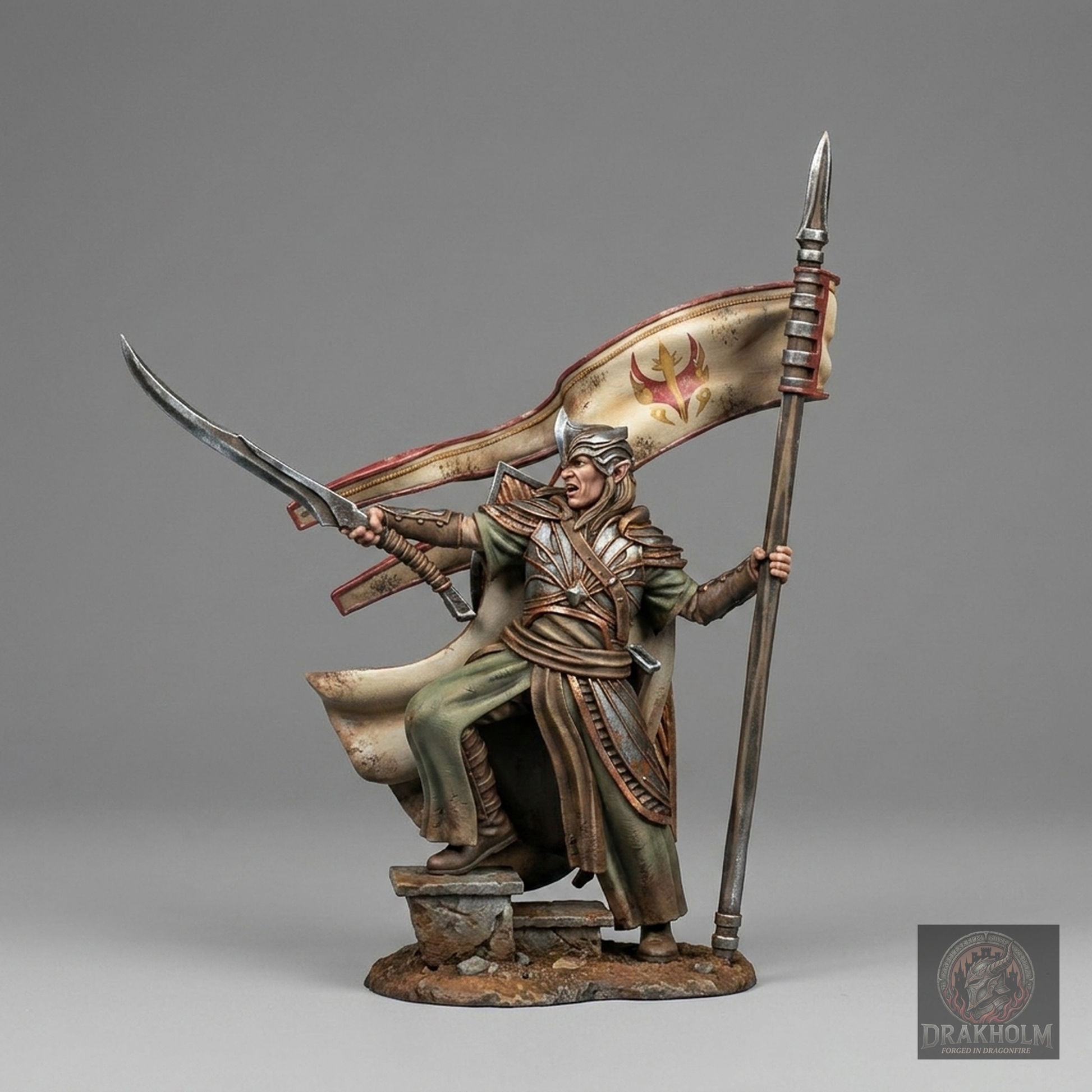 Rivendell Elf Banner Bearer | High Elves | 28mm Resin Miniature | LOTR Middle-earth | Tabletop Wargaming