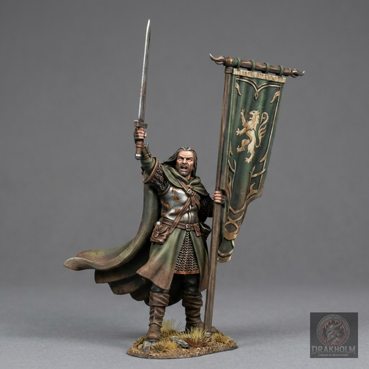 Rohan Banner Bearer | 28mm Resin Miniature | LOTR Middle-earth | Tabletop Wargaming