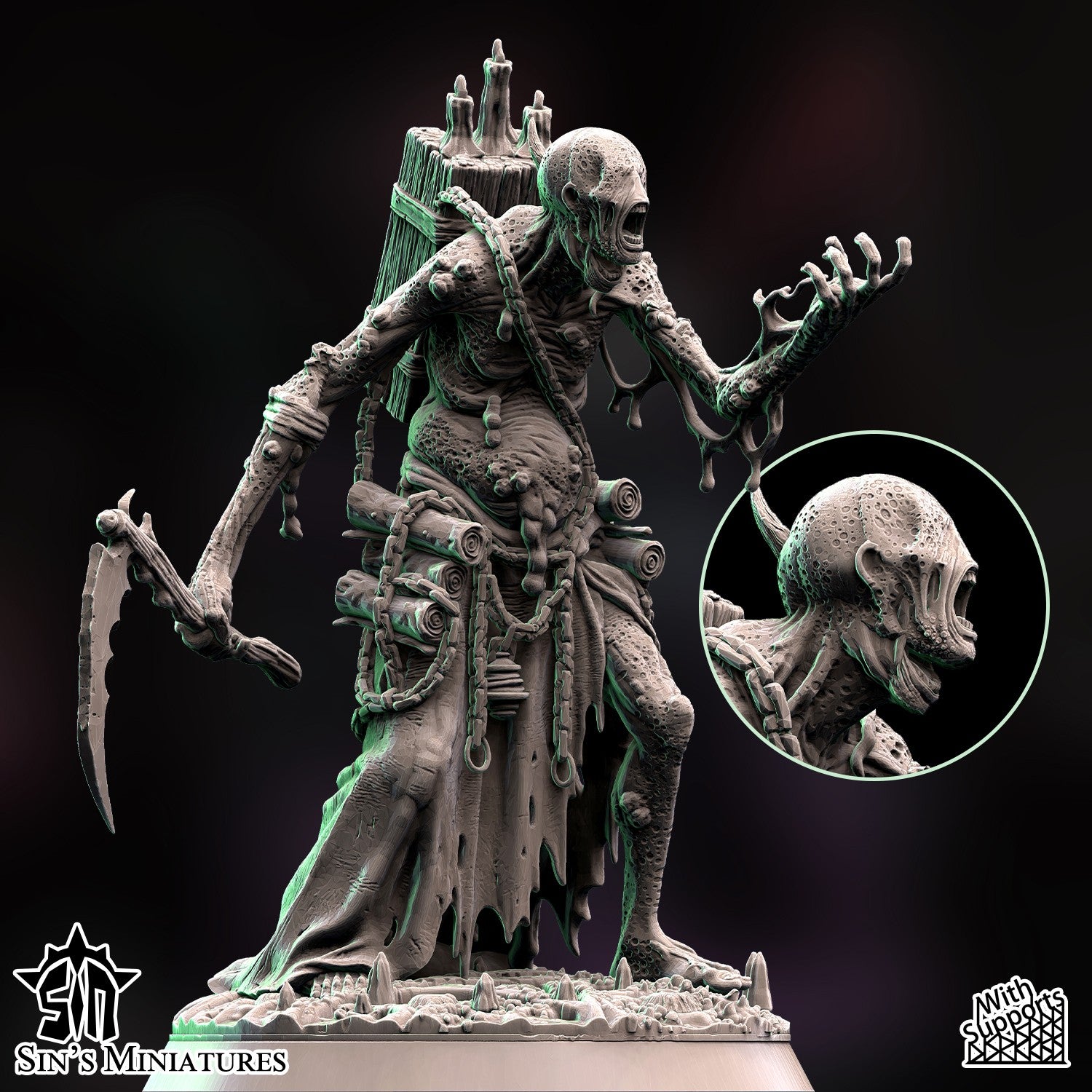 Miniatura Hechicero Portador de la Decadencia Reinos del Caos resina 32mm sin pintar - Drakholm