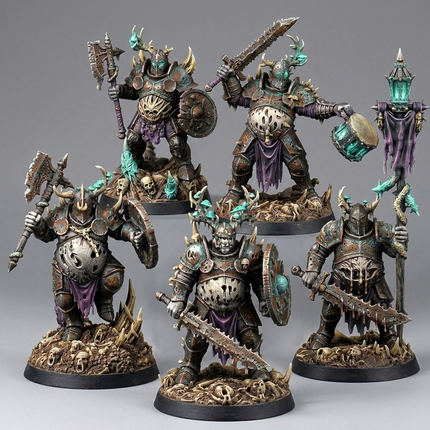 Miniatura Guerreros del Caos de la Espada Podrida Reinos del Caos resina 32mm sin pintar - Drakholm