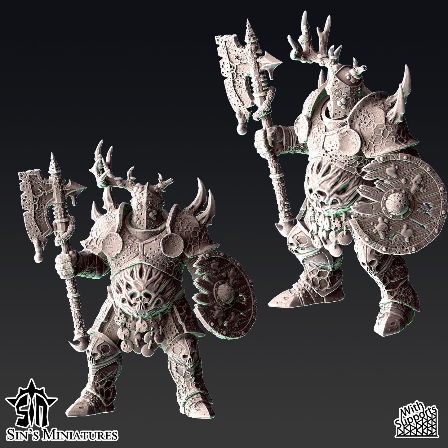 Miniatura Guerreros del Caos de la Espada Podrida Reinos del Caos resina 32mm sin pintar - Drakholm