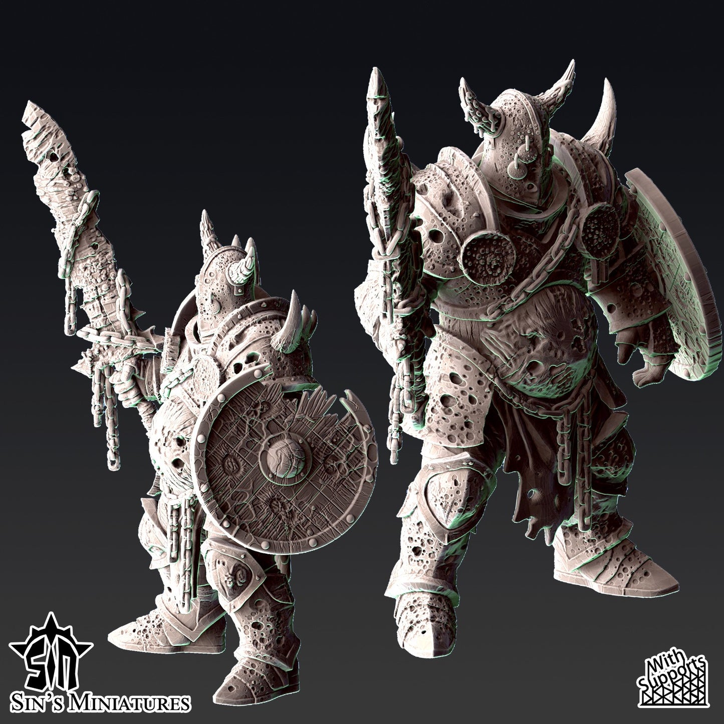 Miniatura Guerreros del Caos de la Espada Podrida Reinos del Caos resina 32mm sin pintar - Drakholm