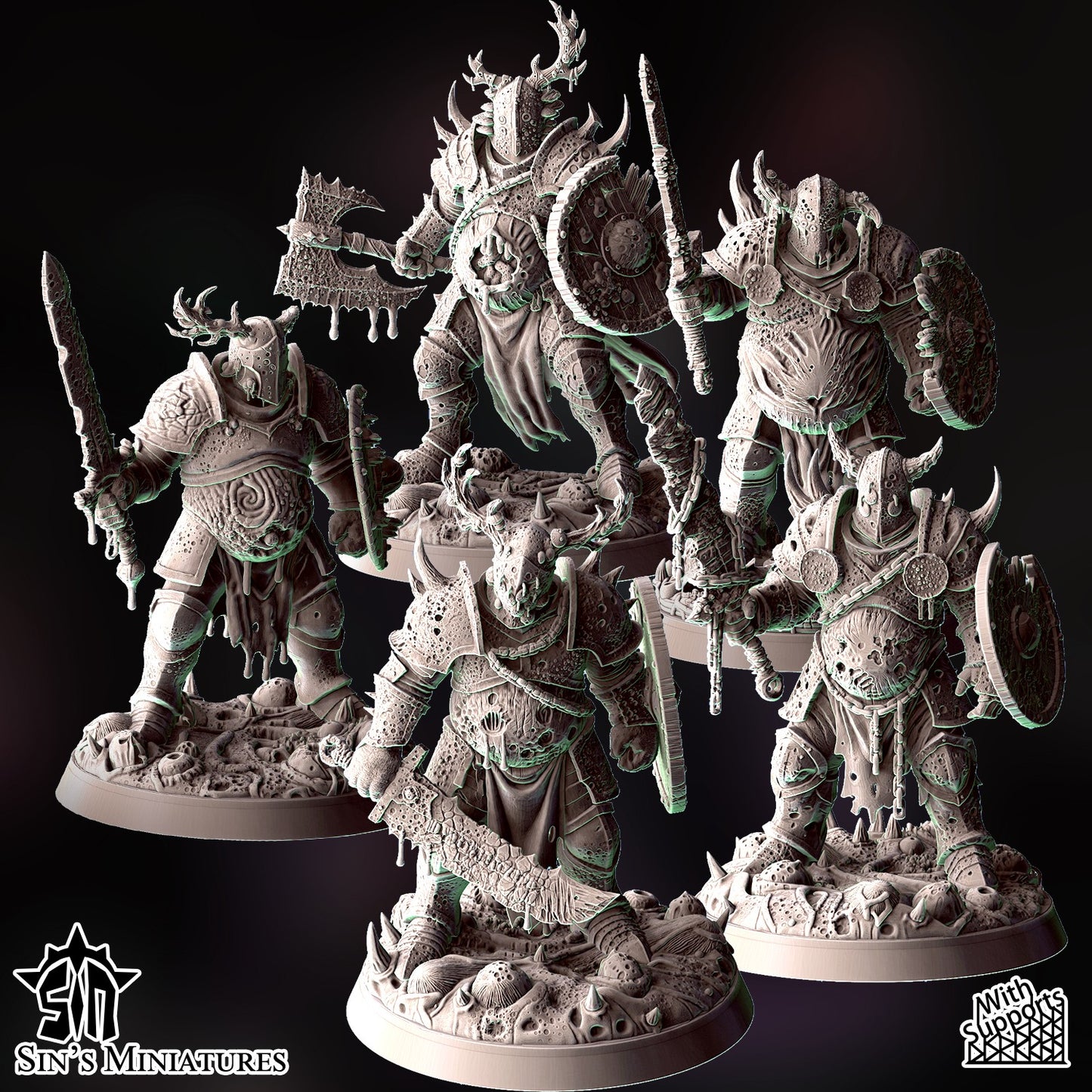 Miniatura Guerreros del Caos de la Espada Podrida Reinos del Caos resina 32mm sin pintar - Drakholm