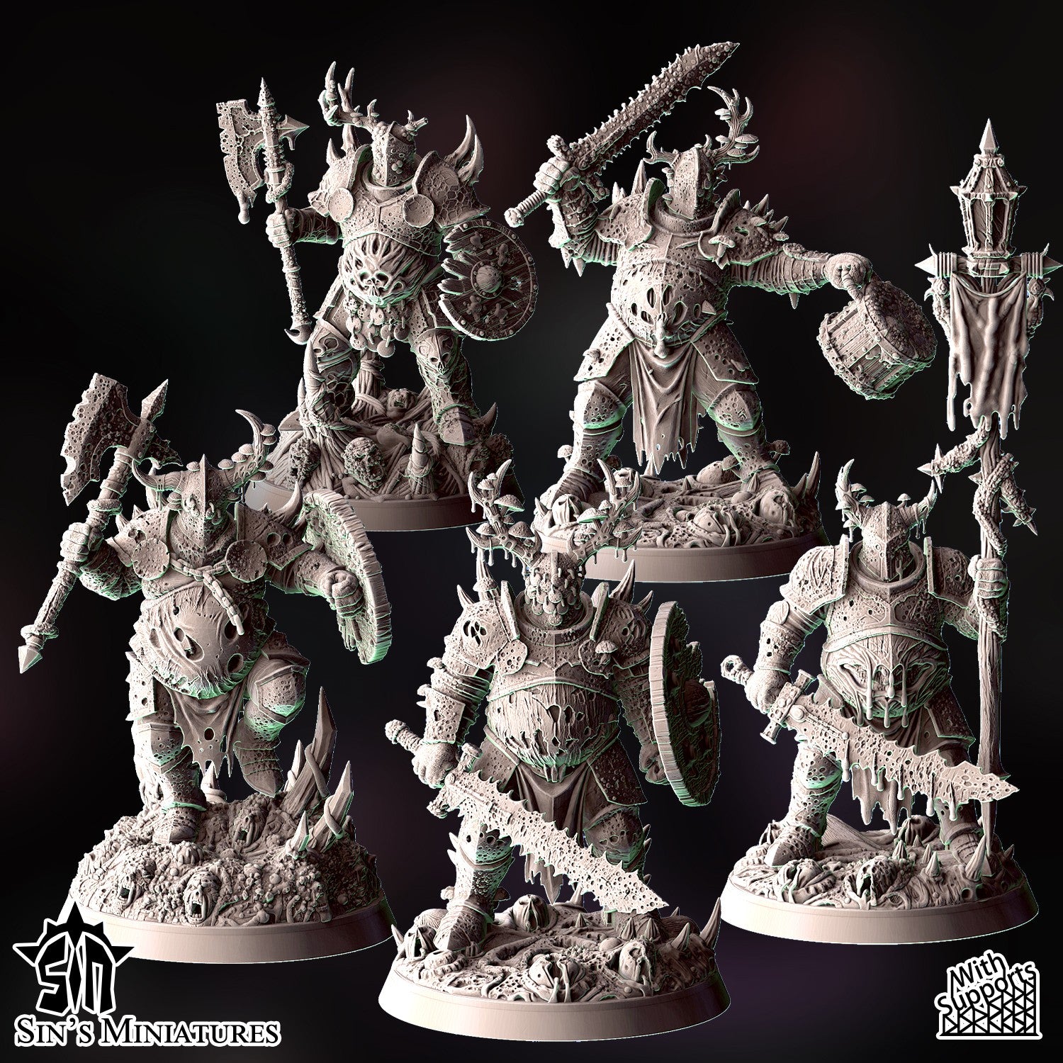 Miniatura Guerreros del Caos de la Espada Podrida Reinos del Caos resina 32mm sin pintar - Drakholm
