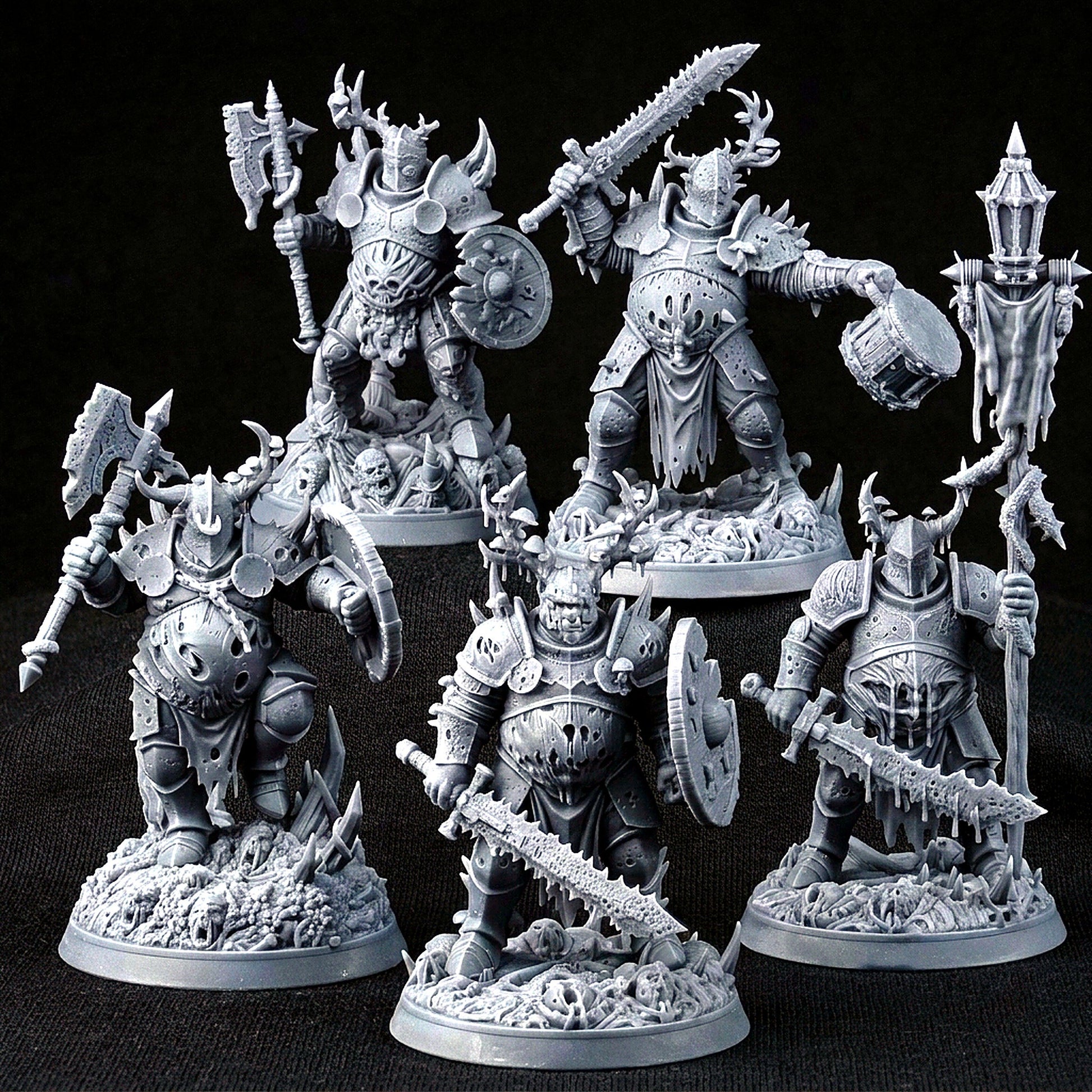 Miniatura Guerreros del Caos de la Espada Podrida Reinos del Caos resina 32mm sin pintar - Drakholm