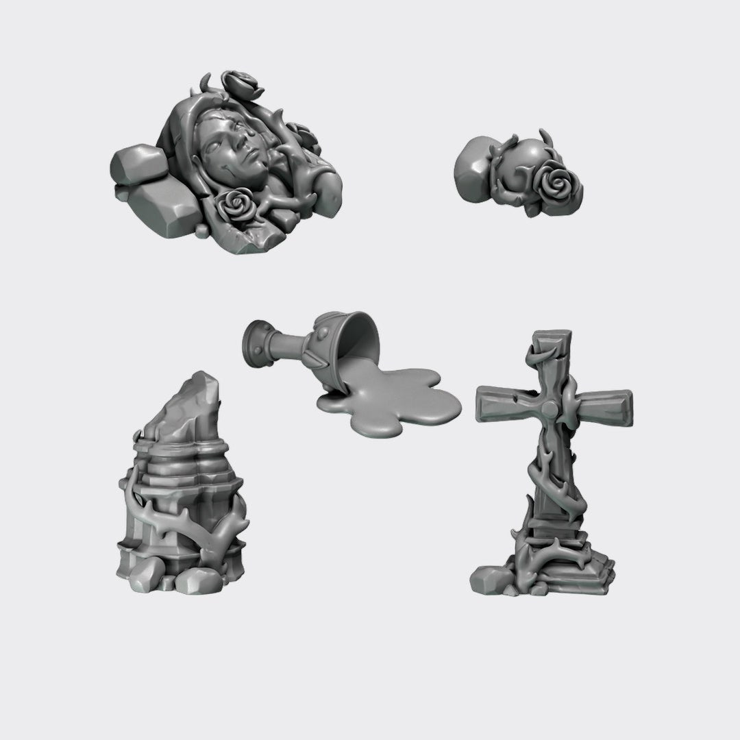 Decoración peanas Crimson Lords A — bits de conversión sci-fi grimdark de Greytide Studio, resina 32mm sin pintar