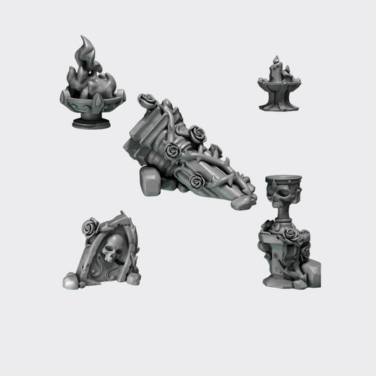 Decoración peanas Crimson Lords B — bits de conversión sci-fi grimdark de Greytide Studio, resina 32mm sin pintar