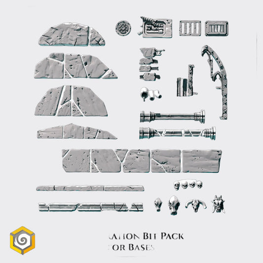 Decoración peanas primal hounds E — bits de conversión sci-fi grimdark de Greytide Studio, resina 32mm sin pintar