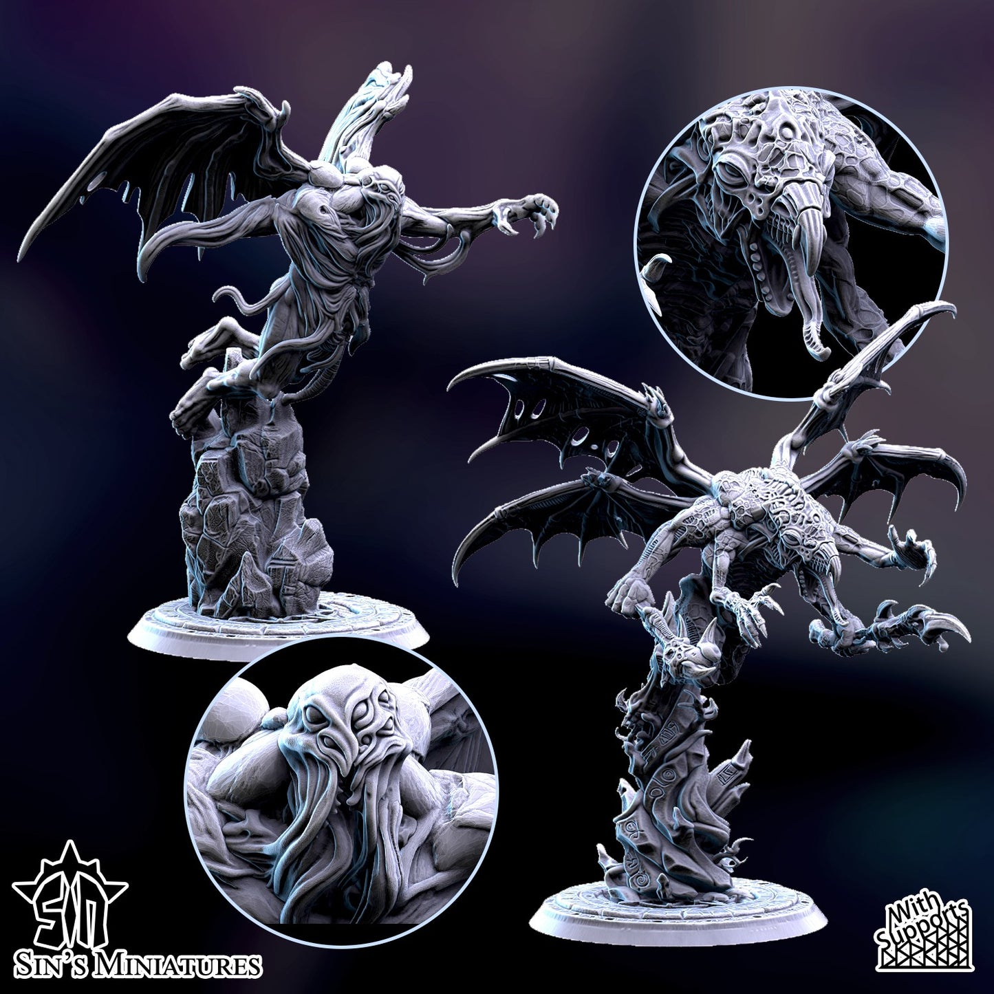 Miniatura Príncipes Demoníacos del Cambio con Alas Reinos del Caos resina 32mm sin pintar - Drakholm