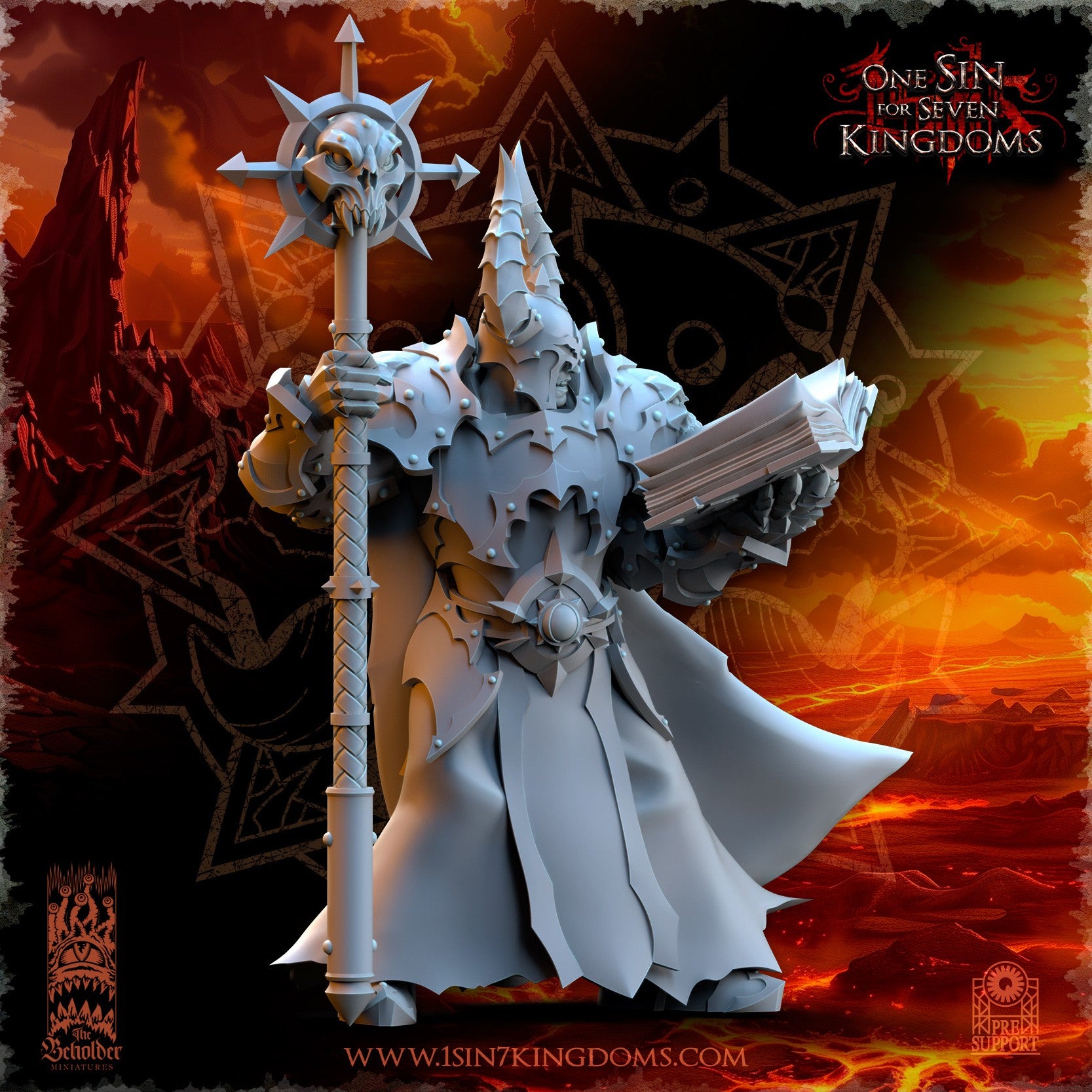 Miniatura Demonaz, Hechicero Ascendido Reinos del Caos resina 32mm sin pintar - Drakholm