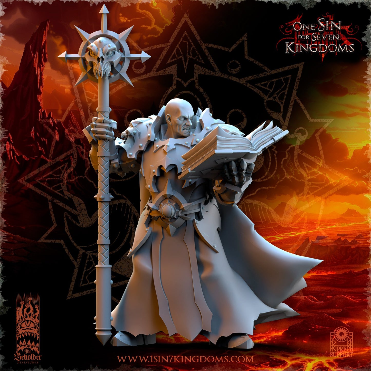 Miniatura Demonaz, Hechicero Ascendido Reinos del Caos resina 32mm sin pintar - Drakholm