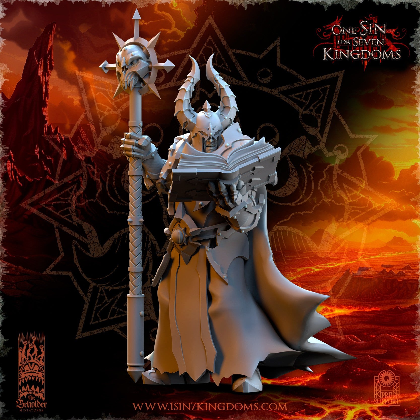 Miniatura Demonaz, Hechicero Ascendido Reinos del Caos resina 32mm sin pintar - Drakholm