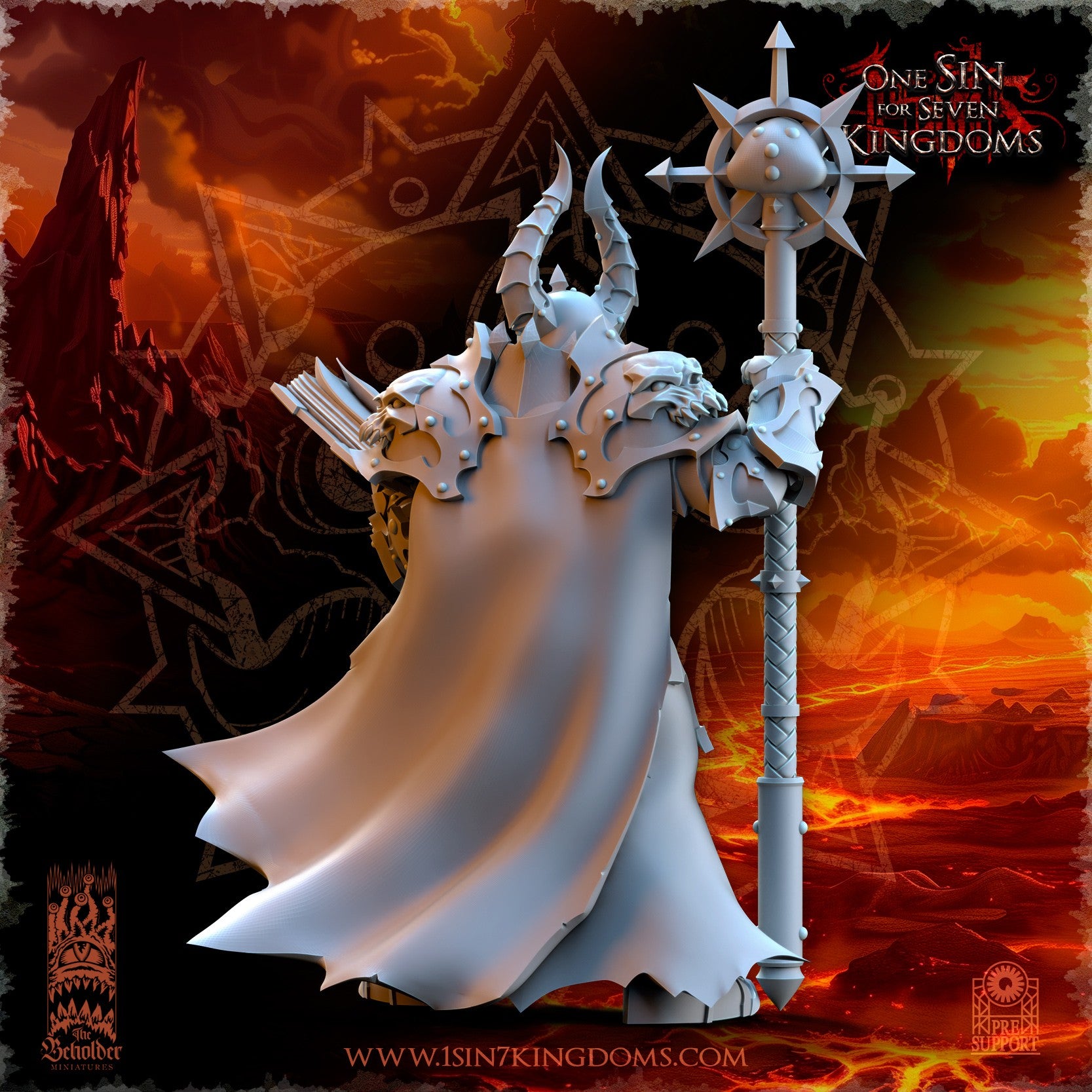 Miniatura Demonaz, Hechicero Ascendido Reinos del Caos resina 32mm sin pintar - Drakholm