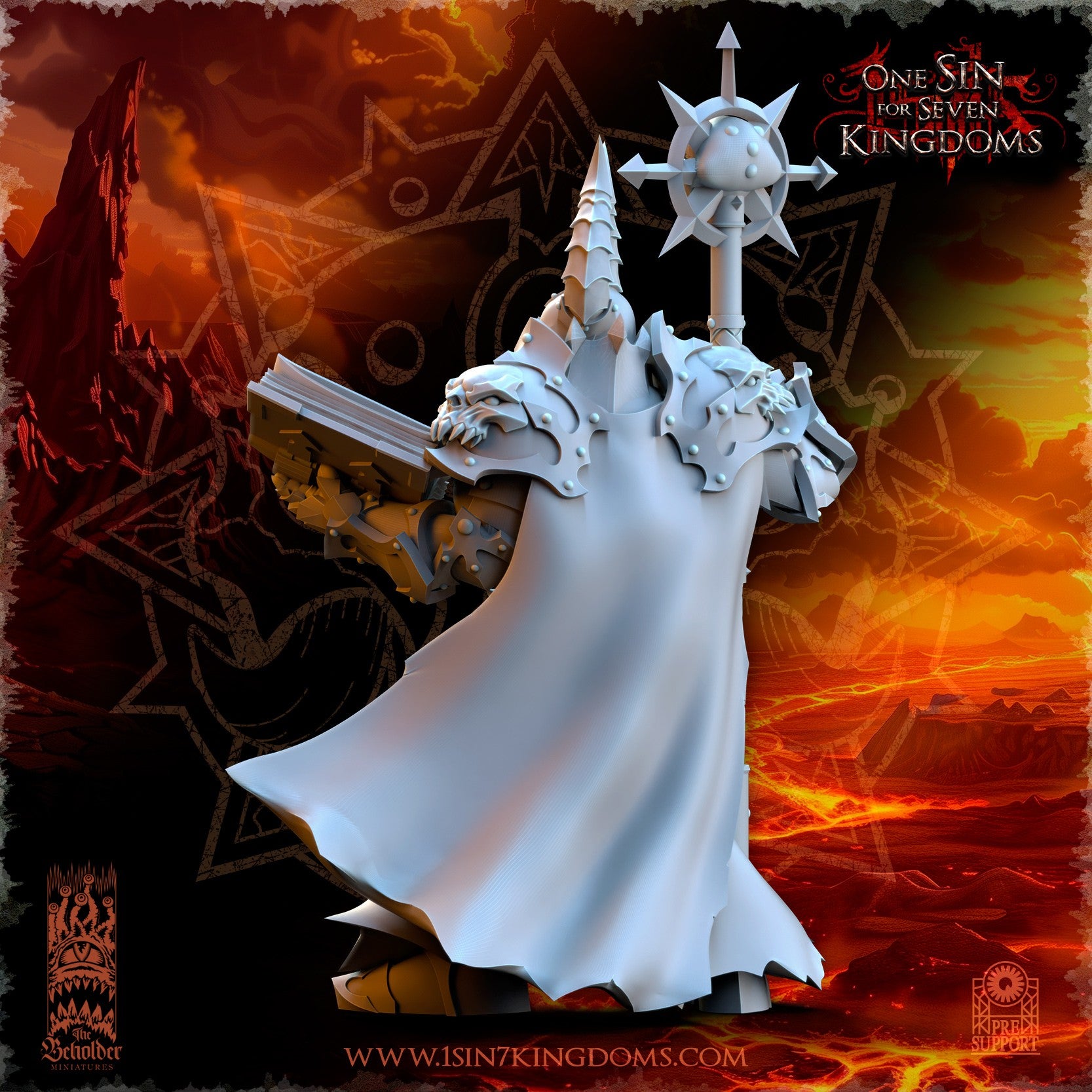 Miniatura Demonaz, Hechicero Ascendido Reinos del Caos resina 32mm sin pintar - Drakholm