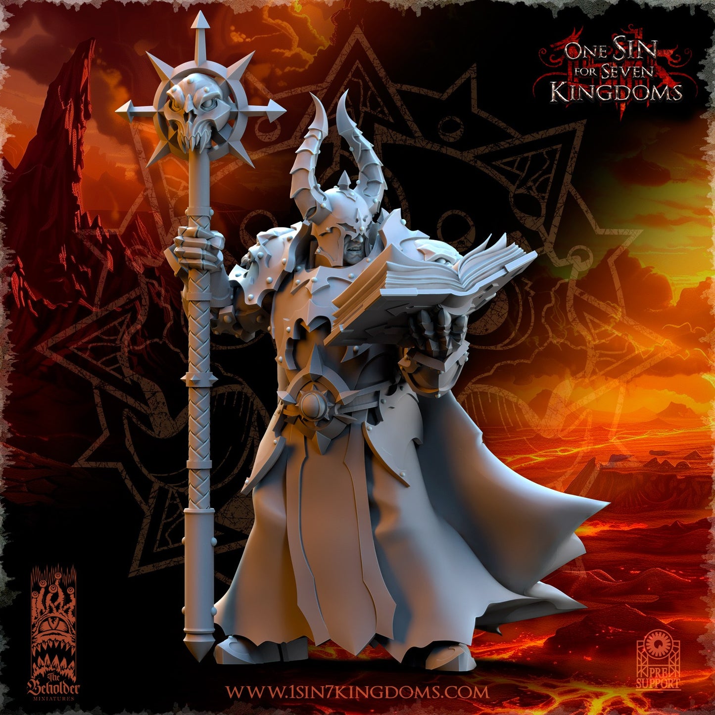 Miniatura Demonaz, Hechicero Ascendido Reinos del Caos resina 32mm sin pintar - Drakholm