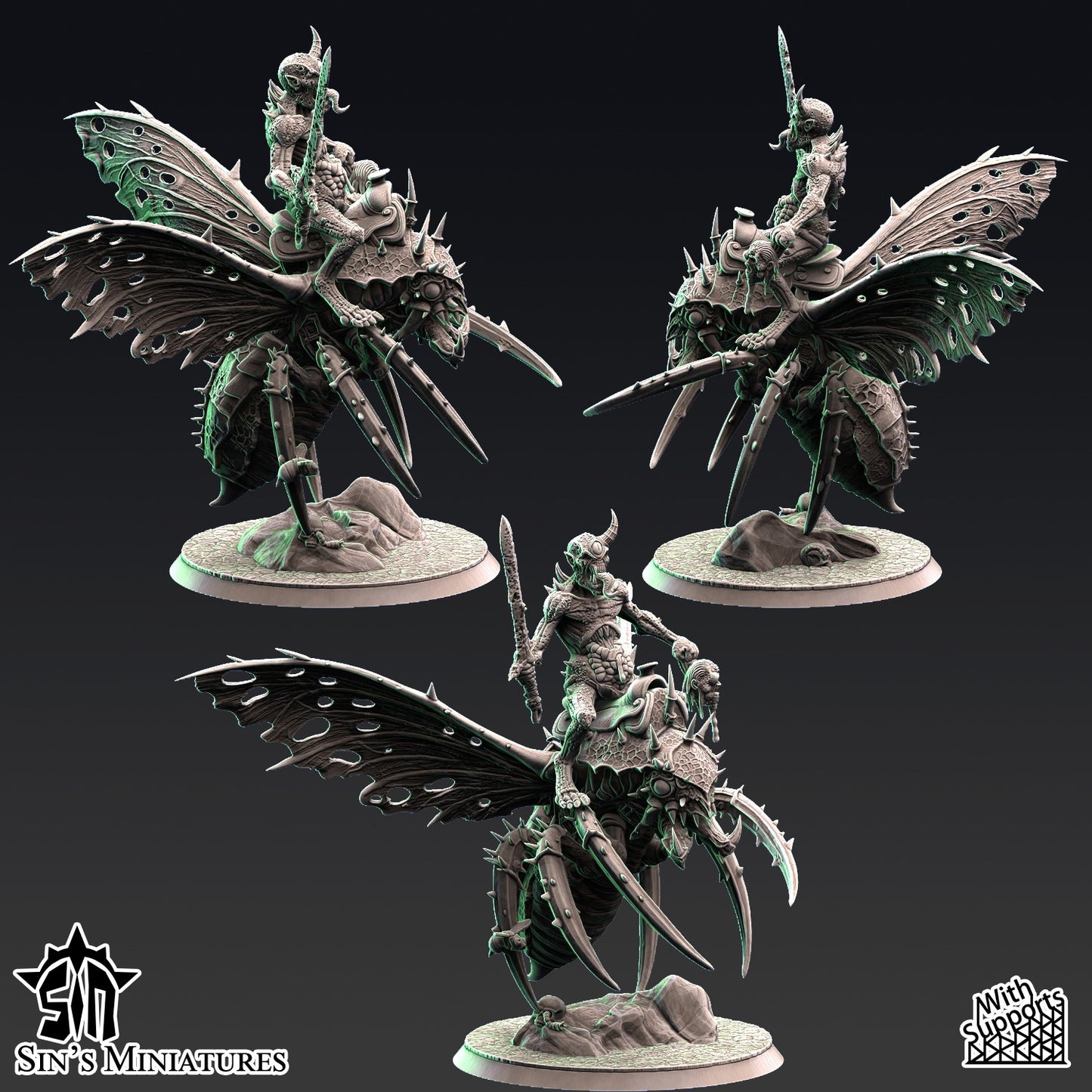 Miniatura Jinetes de las Moscas Pestilentes Reinos del Caos resina 32mm sin pintar - Drakholm