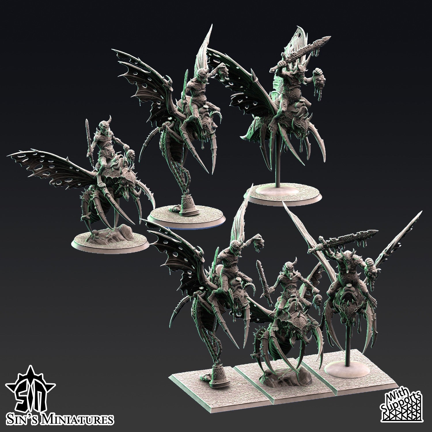 Miniatura Jinetes de las Moscas Pestilentes Reinos del Caos resina 32mm sin pintar - Drakholm