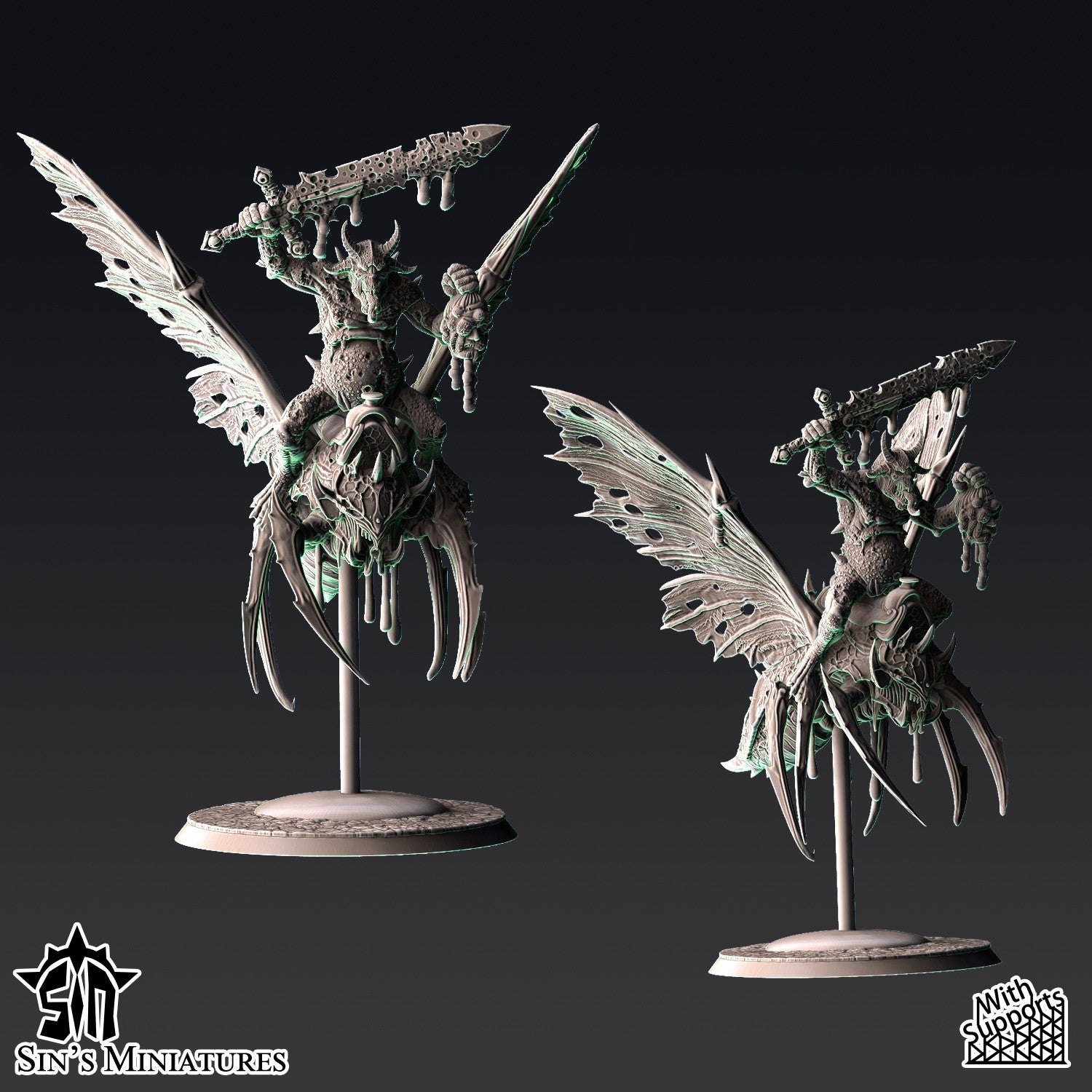 Miniatura Jinetes de las Moscas Pestilentes Reinos del Caos resina 32mm sin pintar - Drakholm