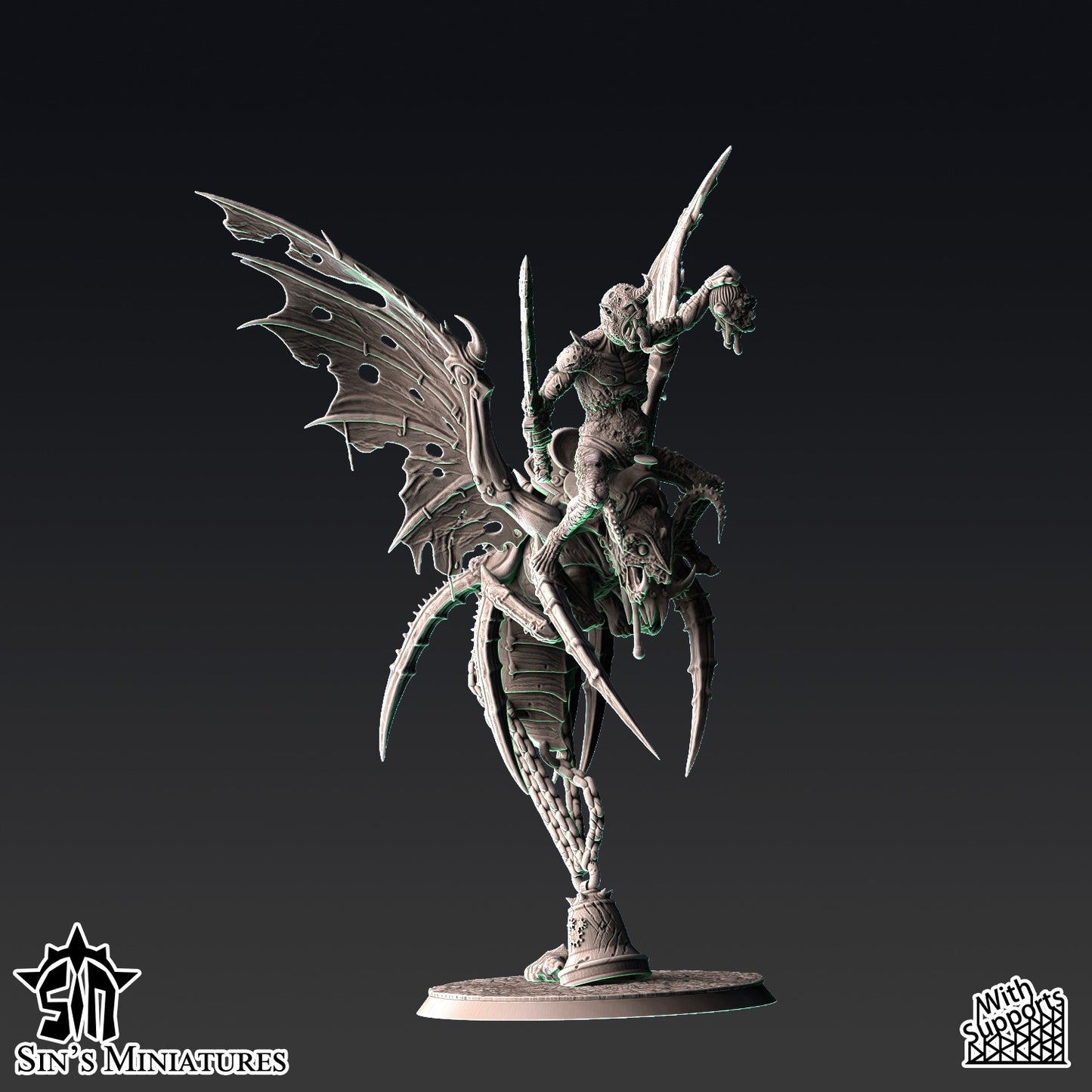 Miniatura Jinetes de las Moscas Pestilentes Reinos del Caos resina 32mm sin pintar - Drakholm