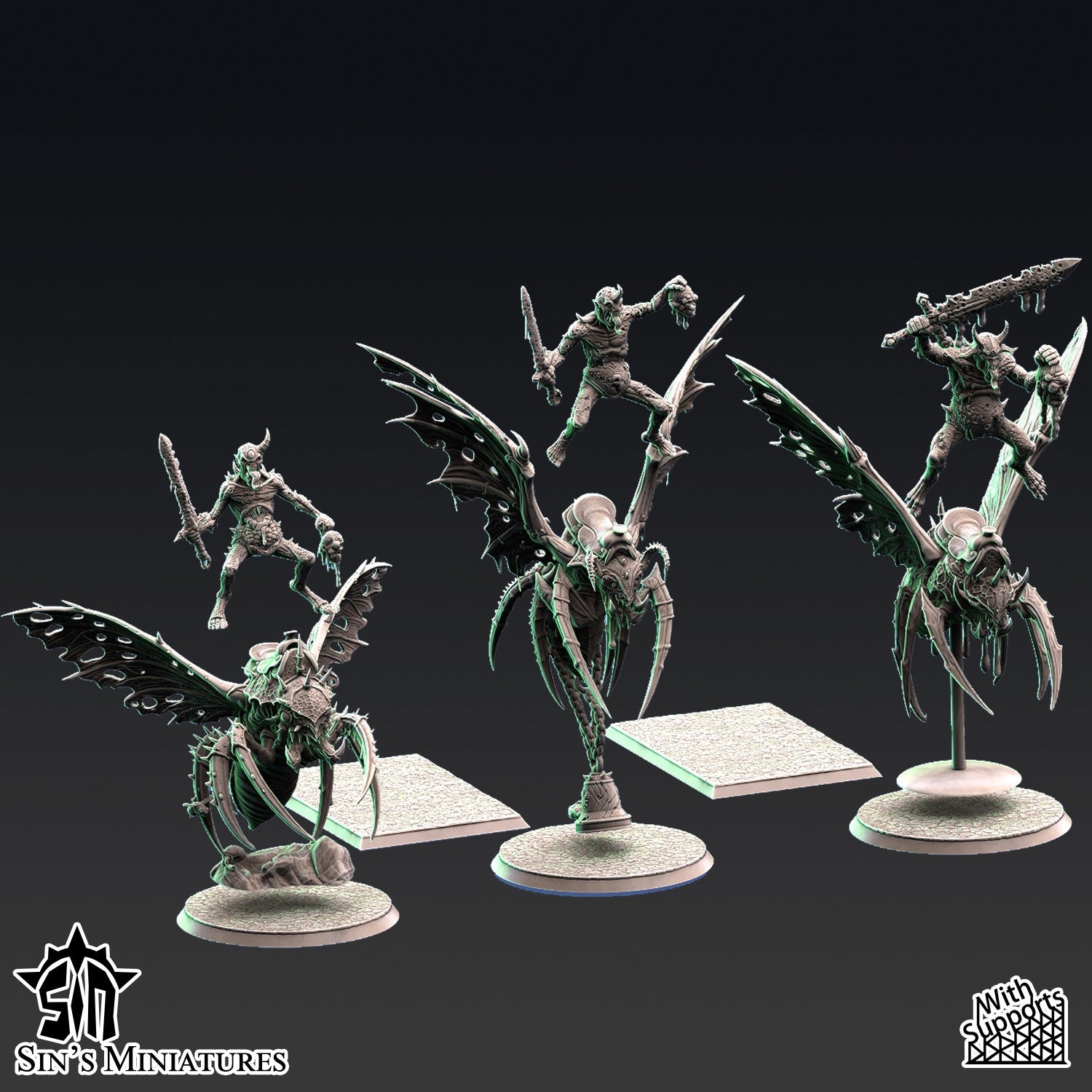 Miniatura Jinetes de las Moscas Pestilentes Reinos del Caos resina 32mm sin pintar - Drakholm