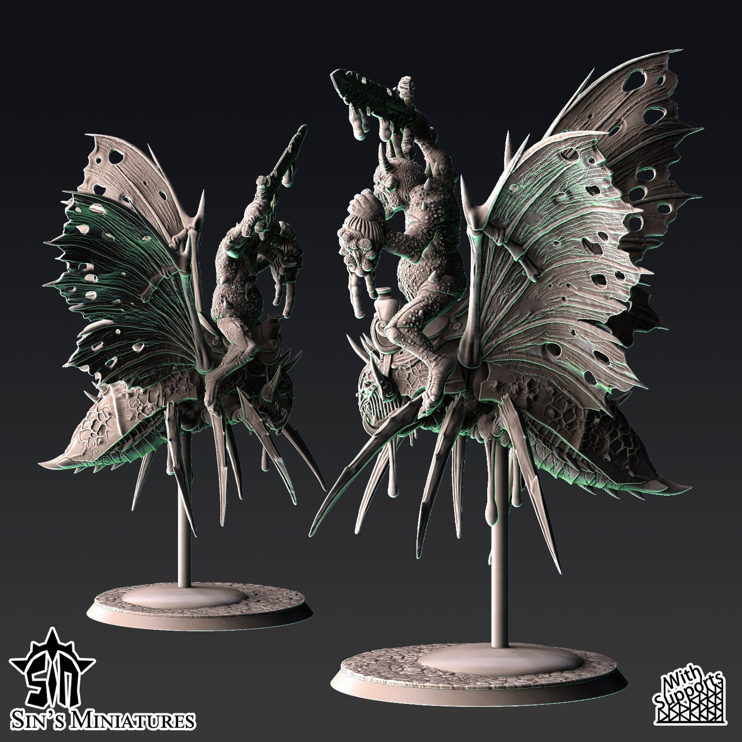Miniatura Jinetes de las Moscas Pestilentes Reinos del Caos resina 32mm sin pintar - Drakholm