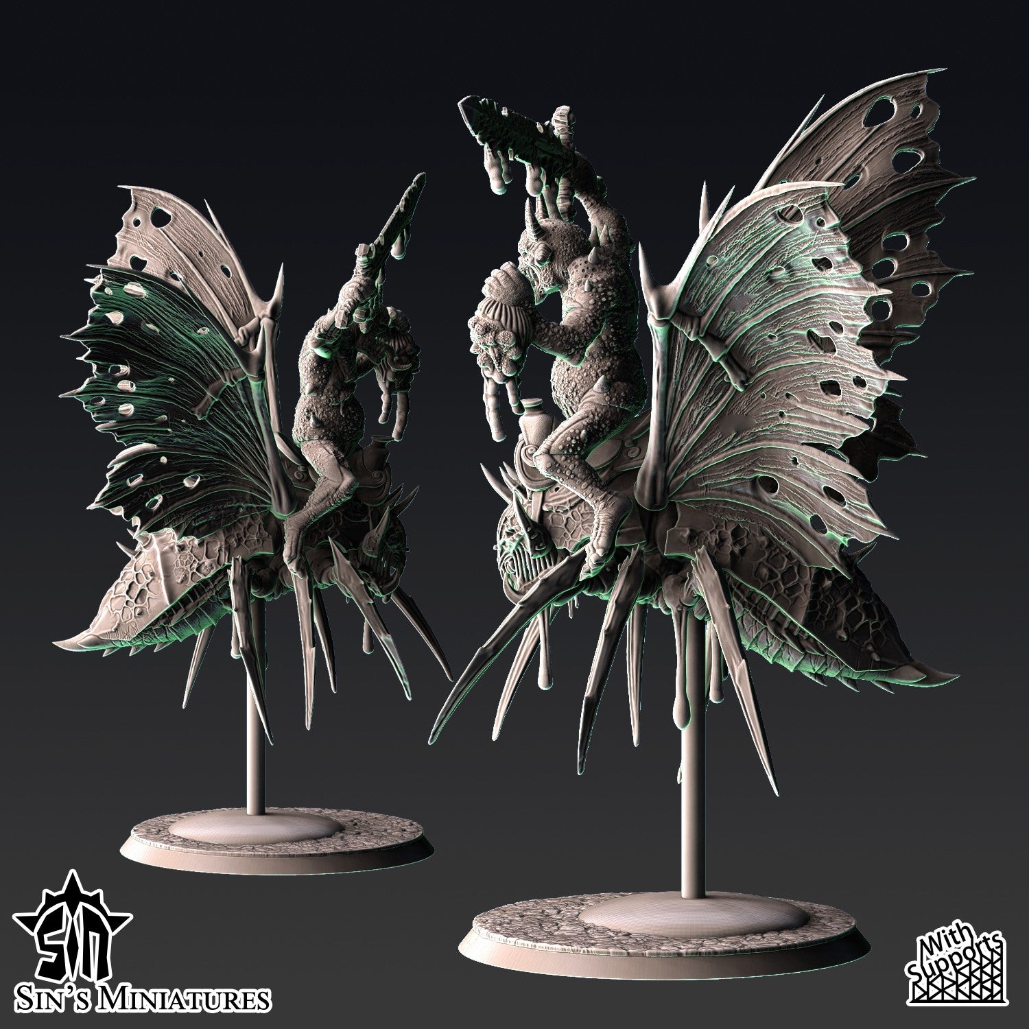 Miniatura Jinetes de las Moscas Pestilentes Reinos del Caos resina 32mm sin pintar - Drakholm