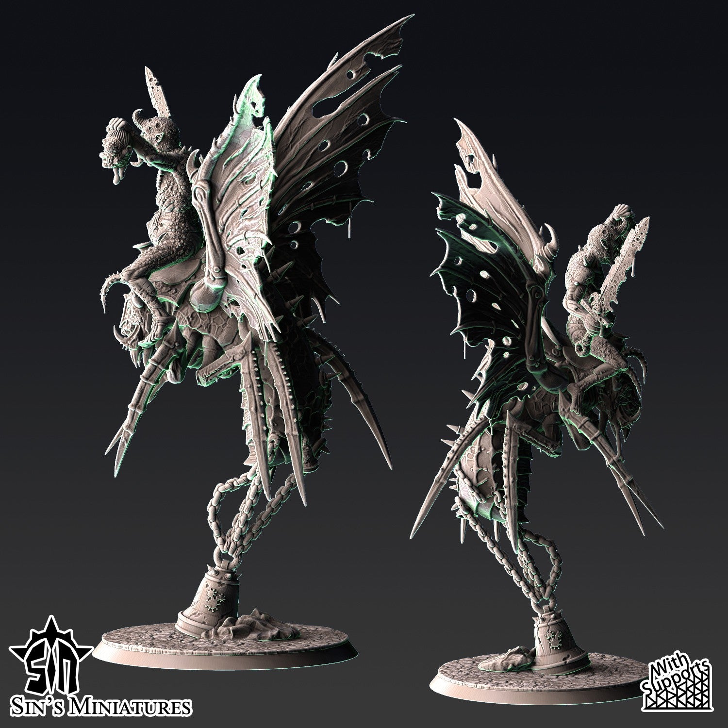 Miniatura Jinetes de las Moscas Pestilentes Reinos del Caos resina 32mm sin pintar - Drakholm