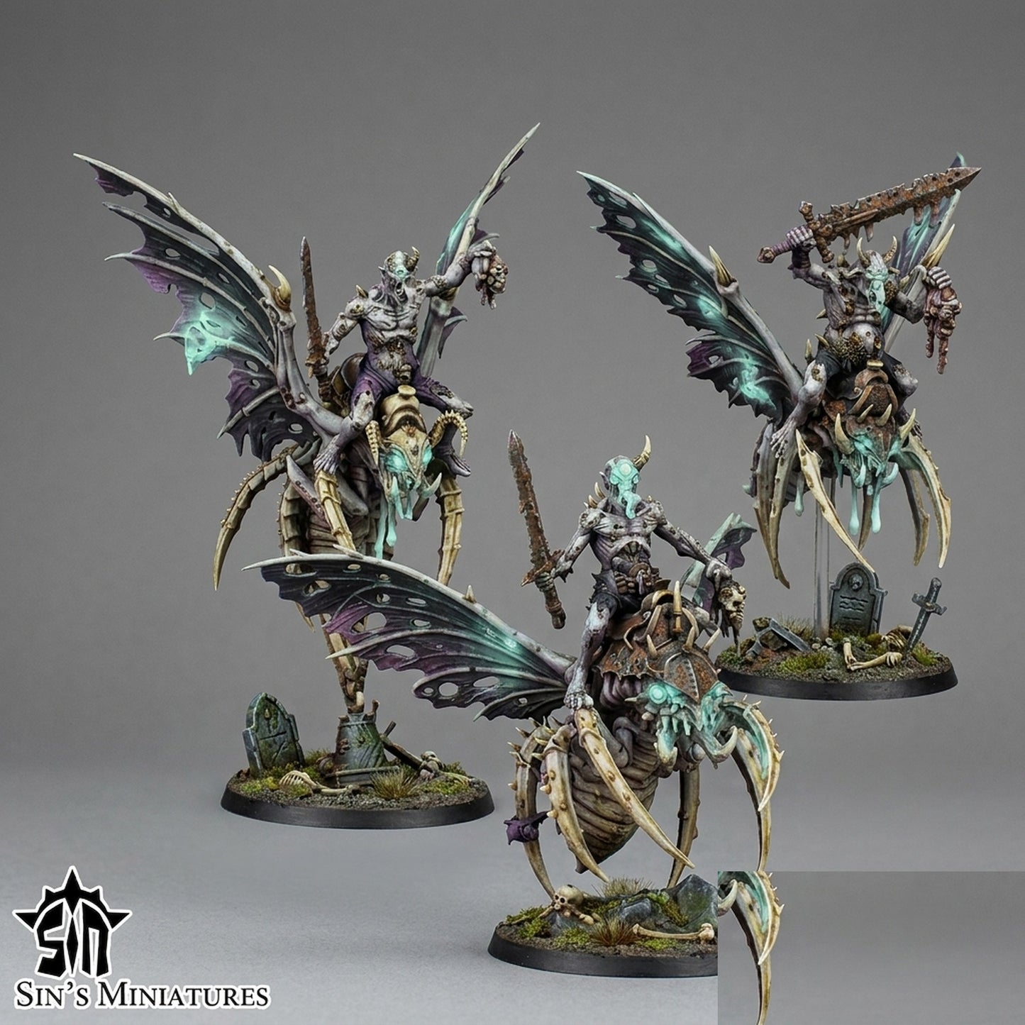Miniatura Jinetes de las Moscas Pestilentes Reinos del Caos resina 32mm sin pintar - Drakholm
