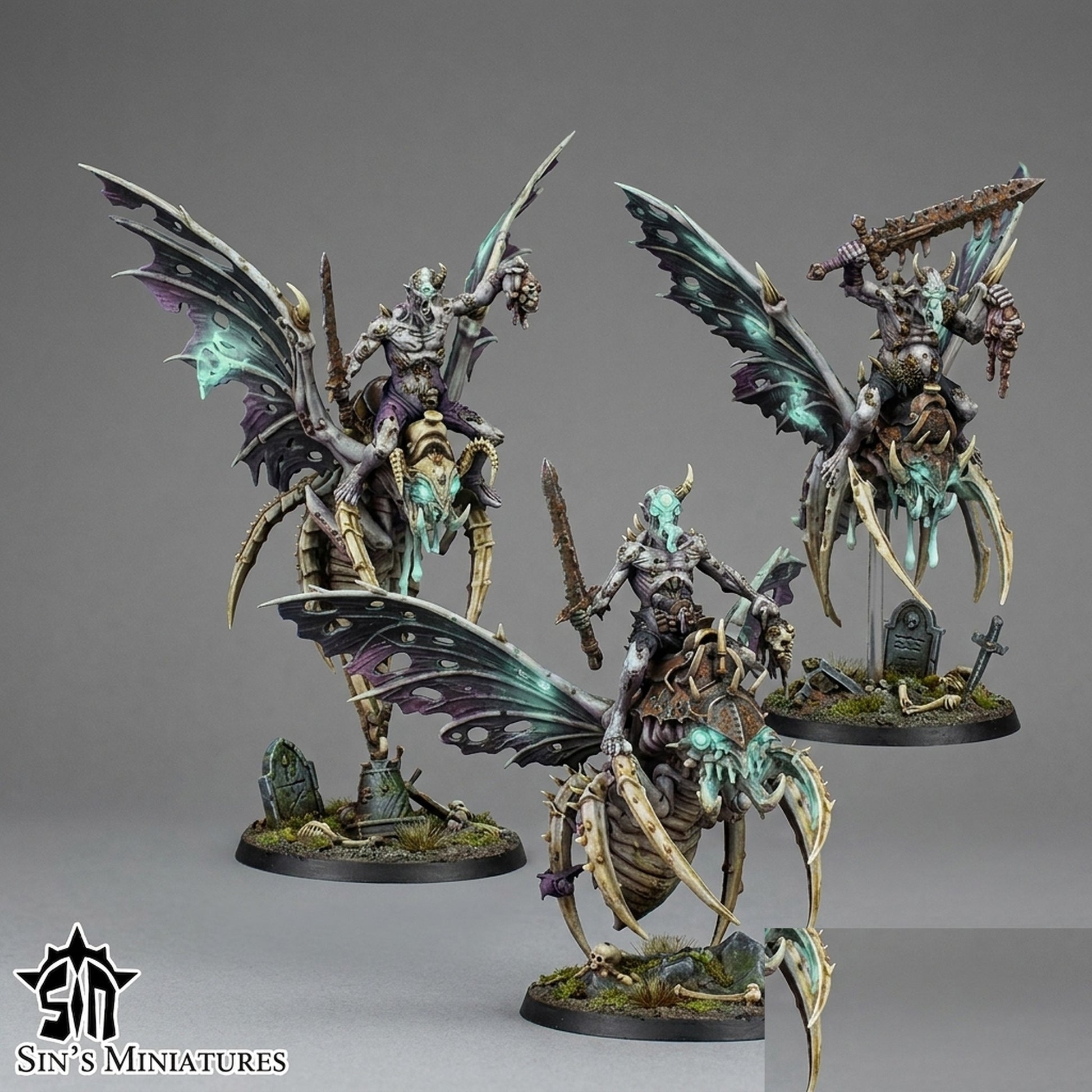 Miniatura Jinetes de las Moscas Pestilentes Reinos del Caos resina 32mm sin pintar - Drakholm