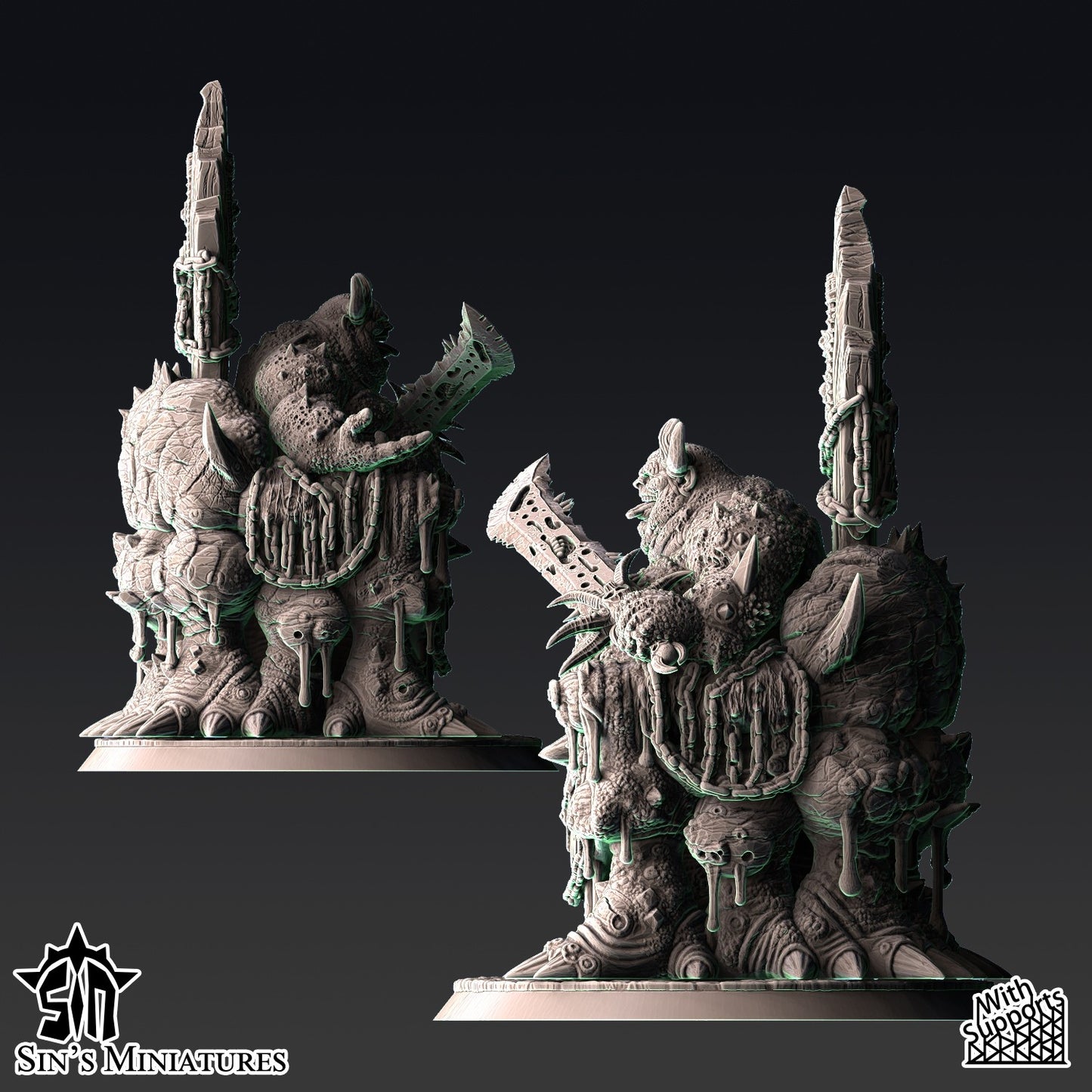 Miniatura Heraldo de la Enfermedad en Palanquín Demoniaco Reinos del Caos resina 32mm sin pintar - Drakholm