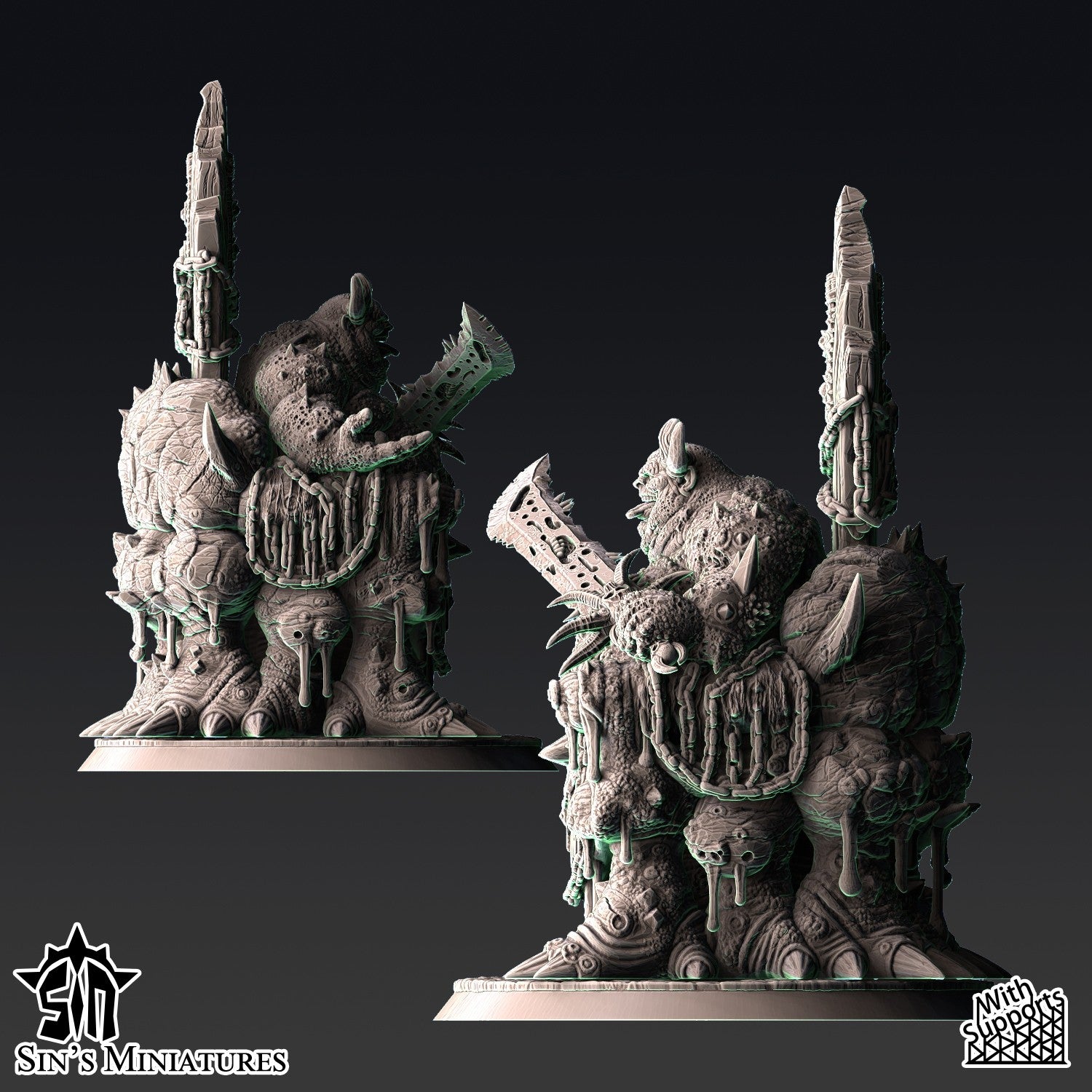 Miniatura Heraldo de la Enfermedad en Palanquín Demoniaco Reinos del Caos resina 32mm sin pintar - Drakholm