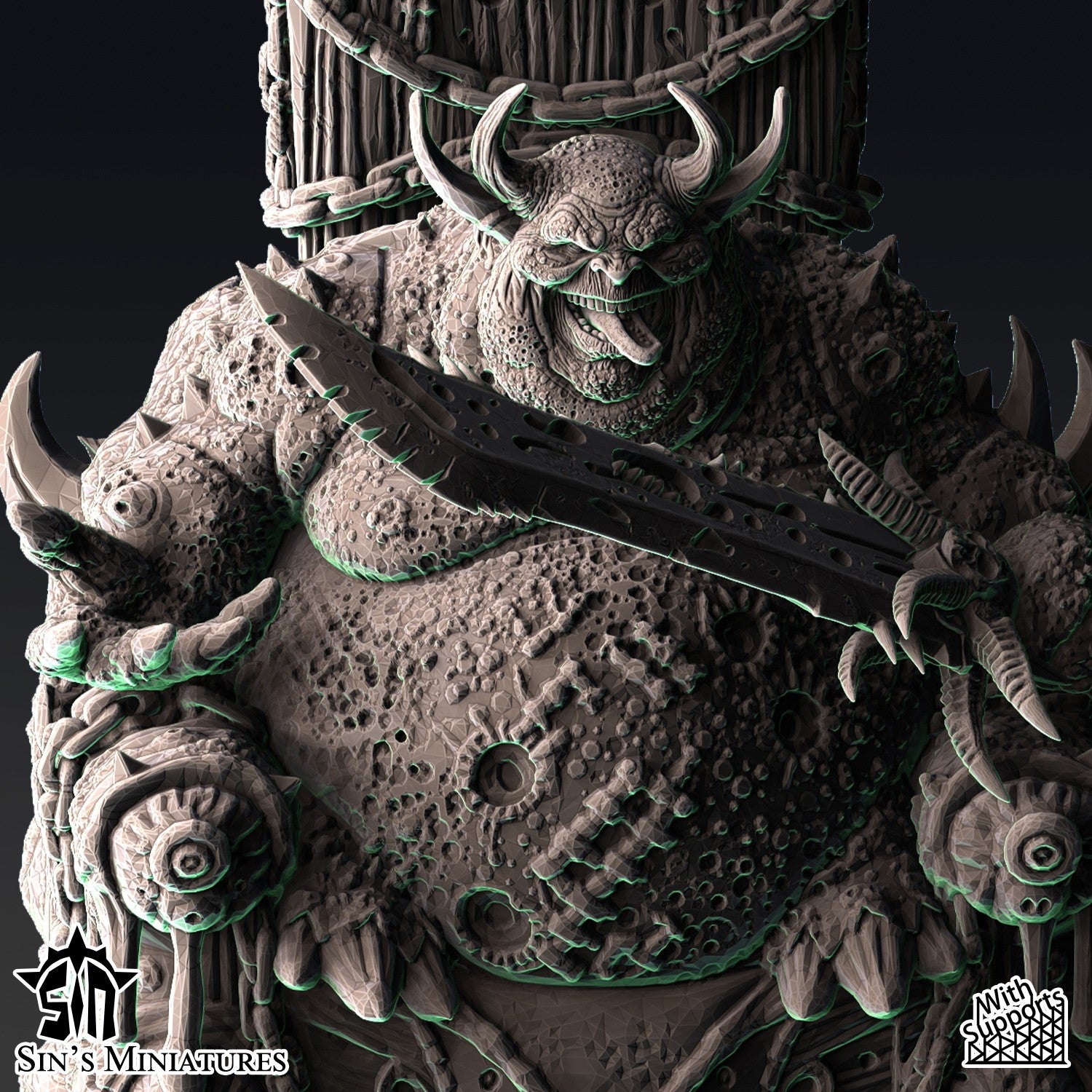 Miniatura Heraldo de la Enfermedad en Palanquín Demoniaco Reinos del Caos resina 32mm sin pintar - Drakholm