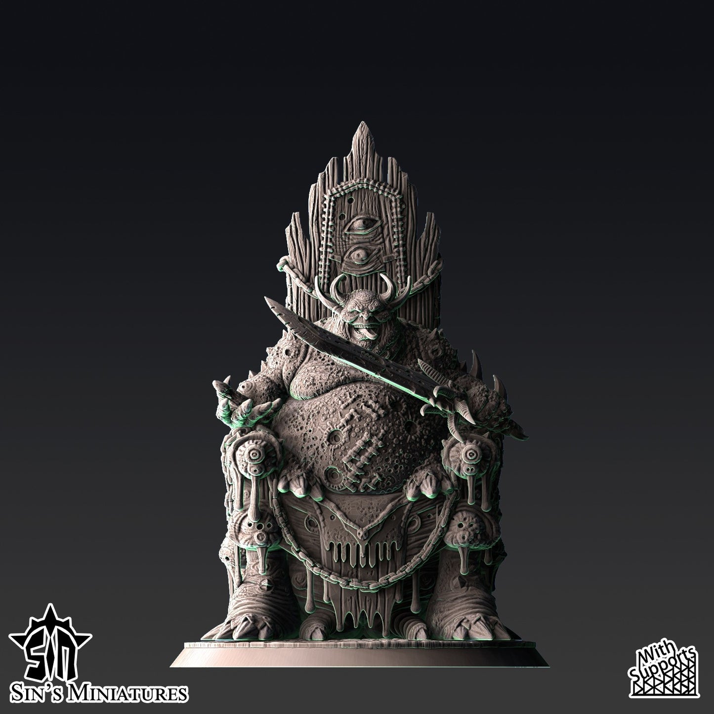 Miniatura Heraldo de la Enfermedad en Palanquín Demoniaco Reinos del Caos resina 32mm sin pintar - Drakholm