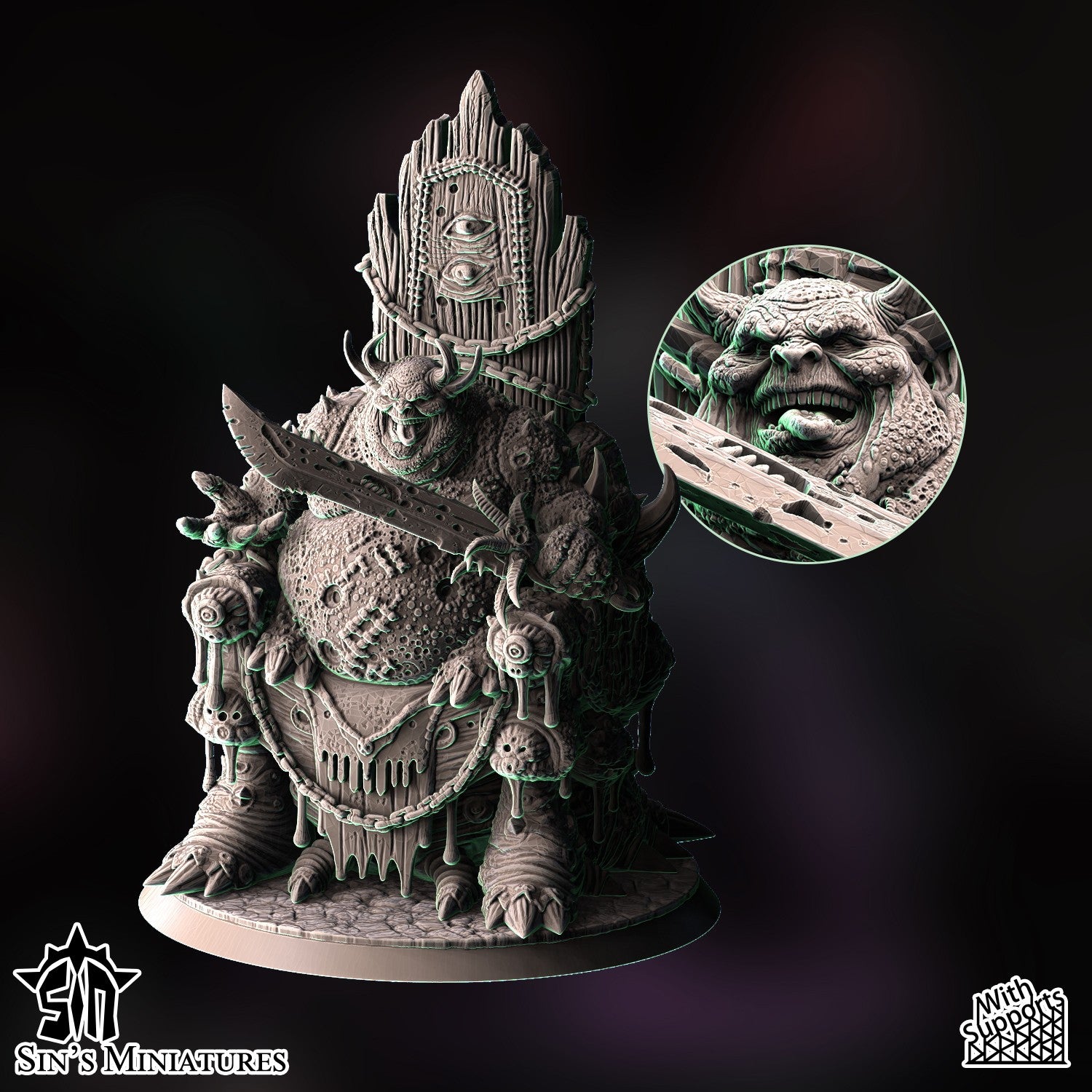 Miniatura Heraldo de la Enfermedad en Palanquín Demoniaco Reinos del Caos resina 32mm sin pintar - Drakholm