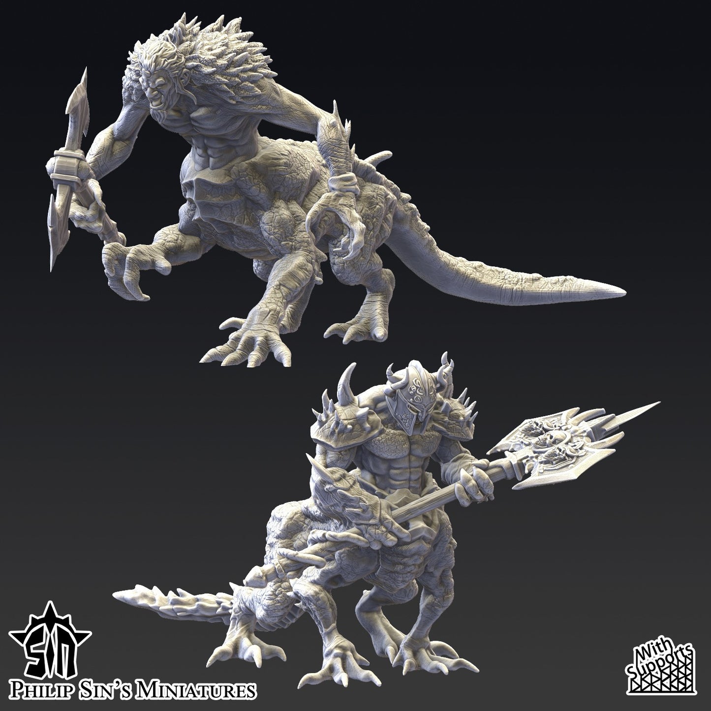 Miniatura Centauros Dracos Reinos del Caos resina 32mm sin pintar - Drakholm
