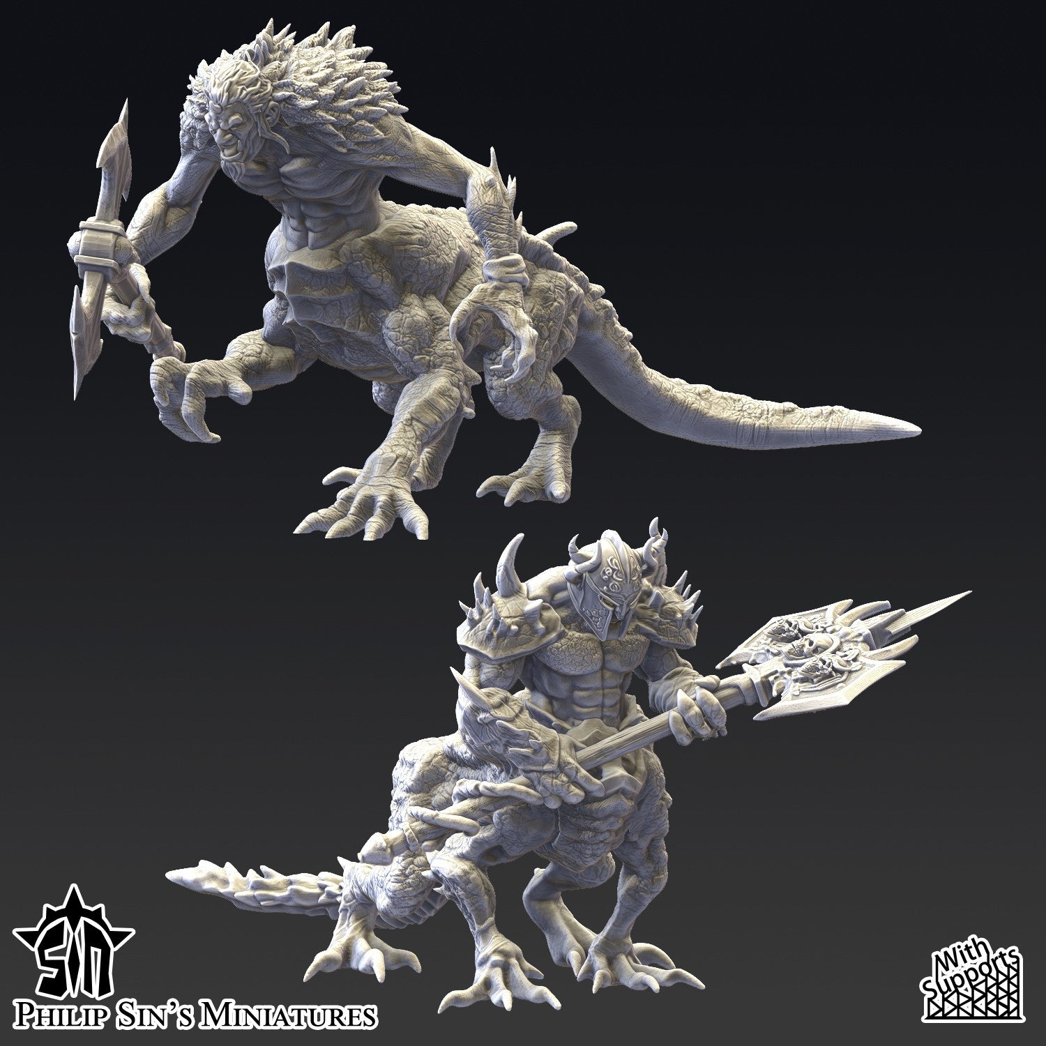 Miniatura Centauros Dracos Reinos del Caos resina 32mm sin pintar - Drakholm