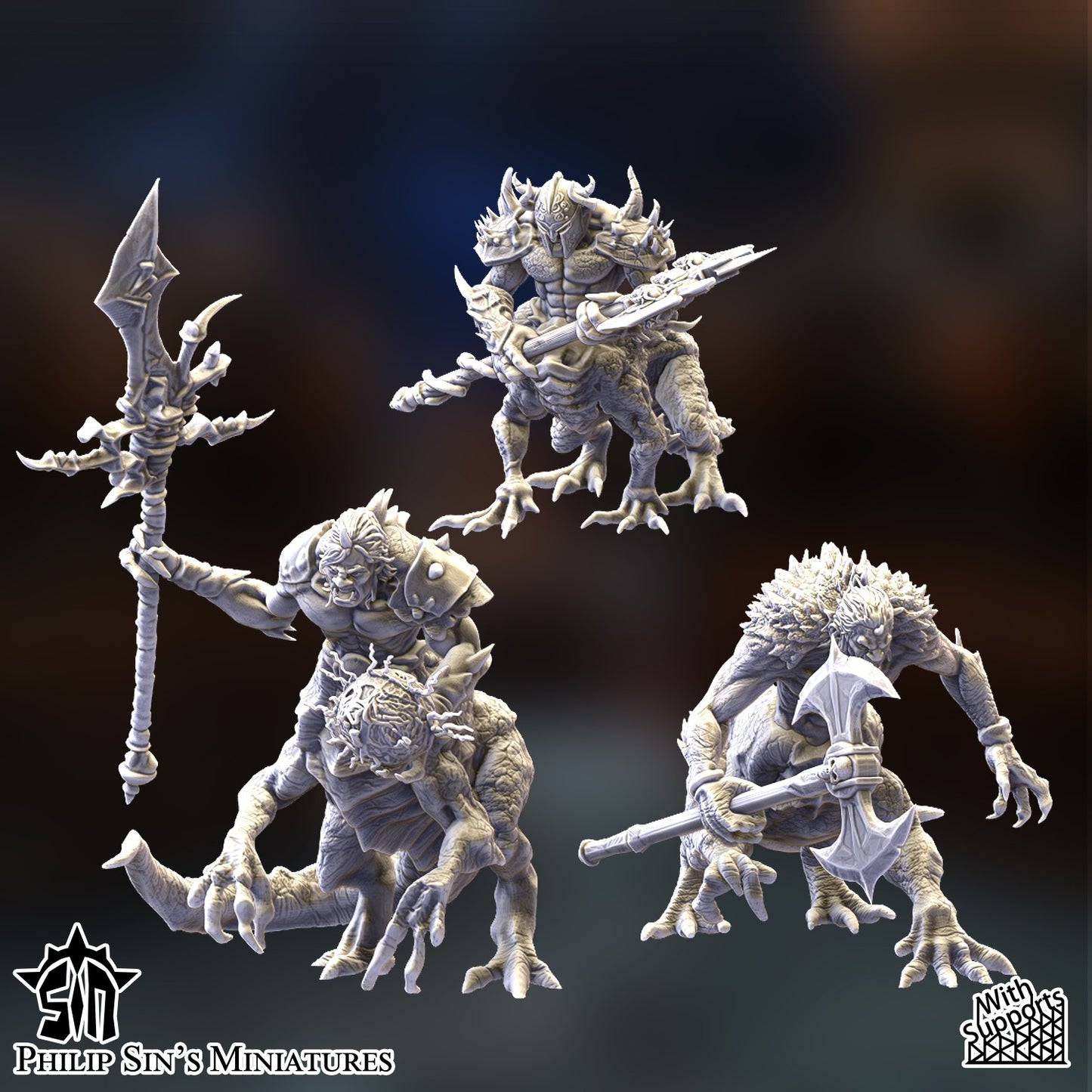 Miniatura Centauros Dracos Reinos del Caos resina 32mm sin pintar - Drakholm