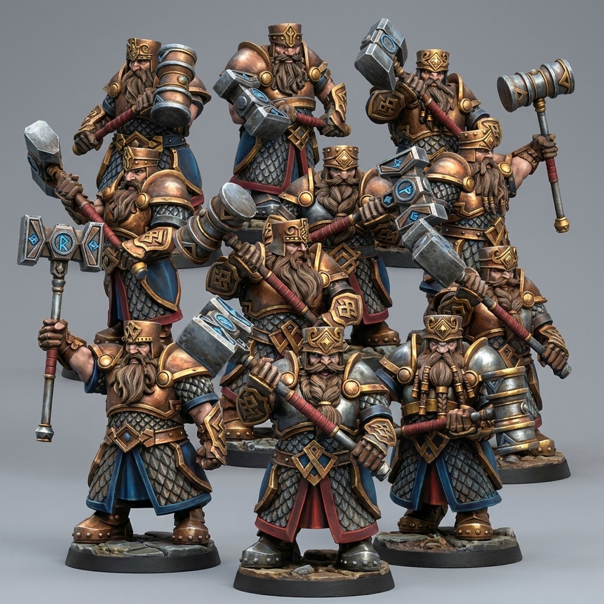 Miniatura Guerreros de la Hermandad del Martillo Enanos resina 32mm sin pintar - Drakholm